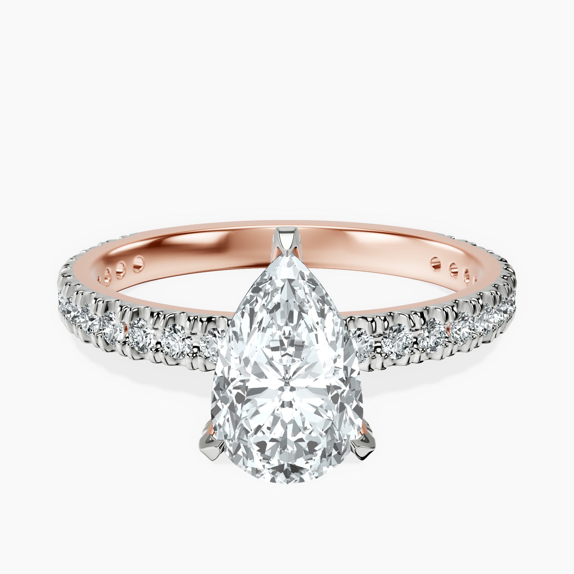 1.34 ct. pear Kylie Eternity Ring in 10kt rose gold rtr top
