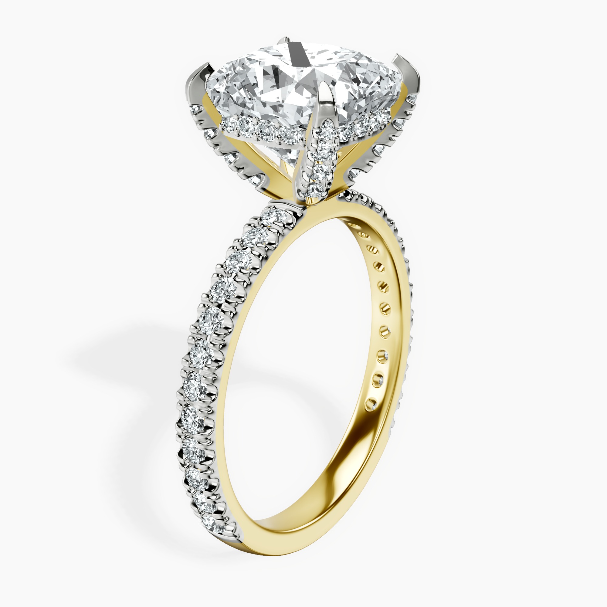 7.53 ct. cushion Kylie Eternity Ring in 10kt yellow gold standing product image one