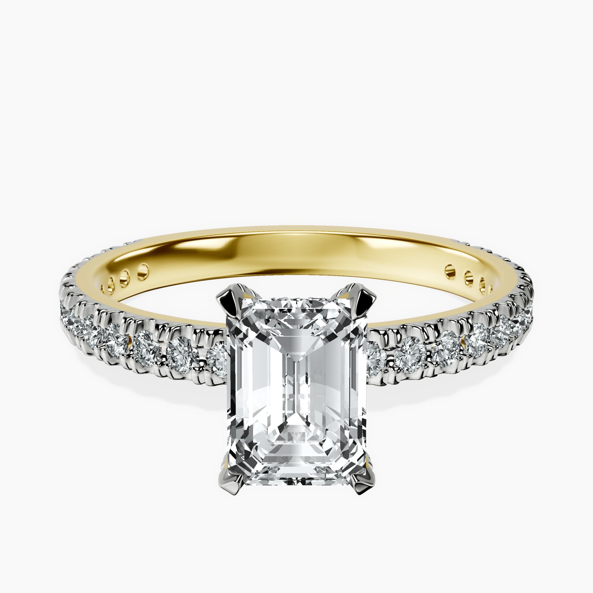 1.48 ct. emerald Kylie Eternity Ring in 10kt yellow gold rtr top