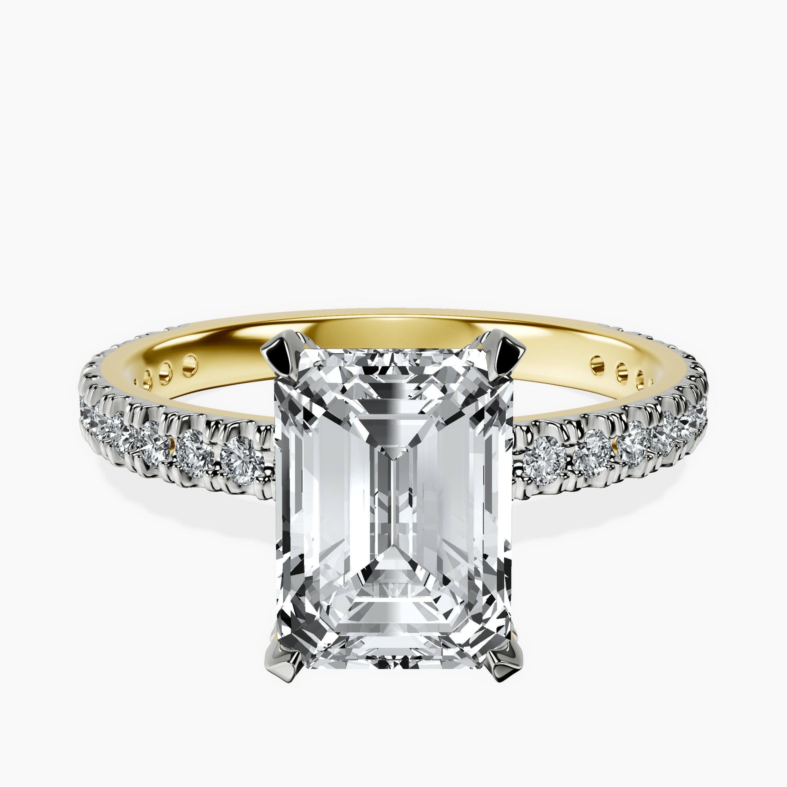 2.16 ct. emerald Kylie Eternity Ring in 14kt yellow gold rtr top