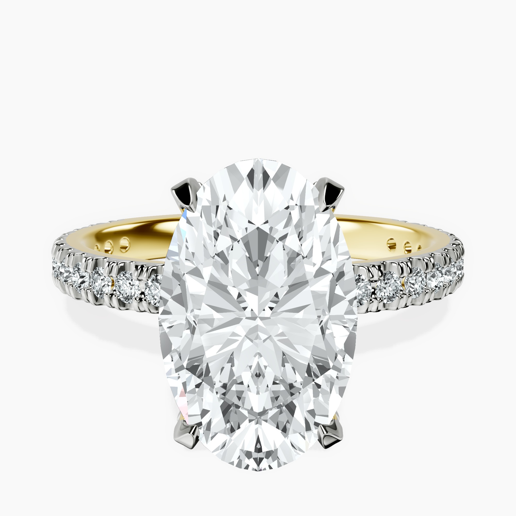 4.66 ct. oval Kylie Eternity Ring in 14kt yellow gold rtr top