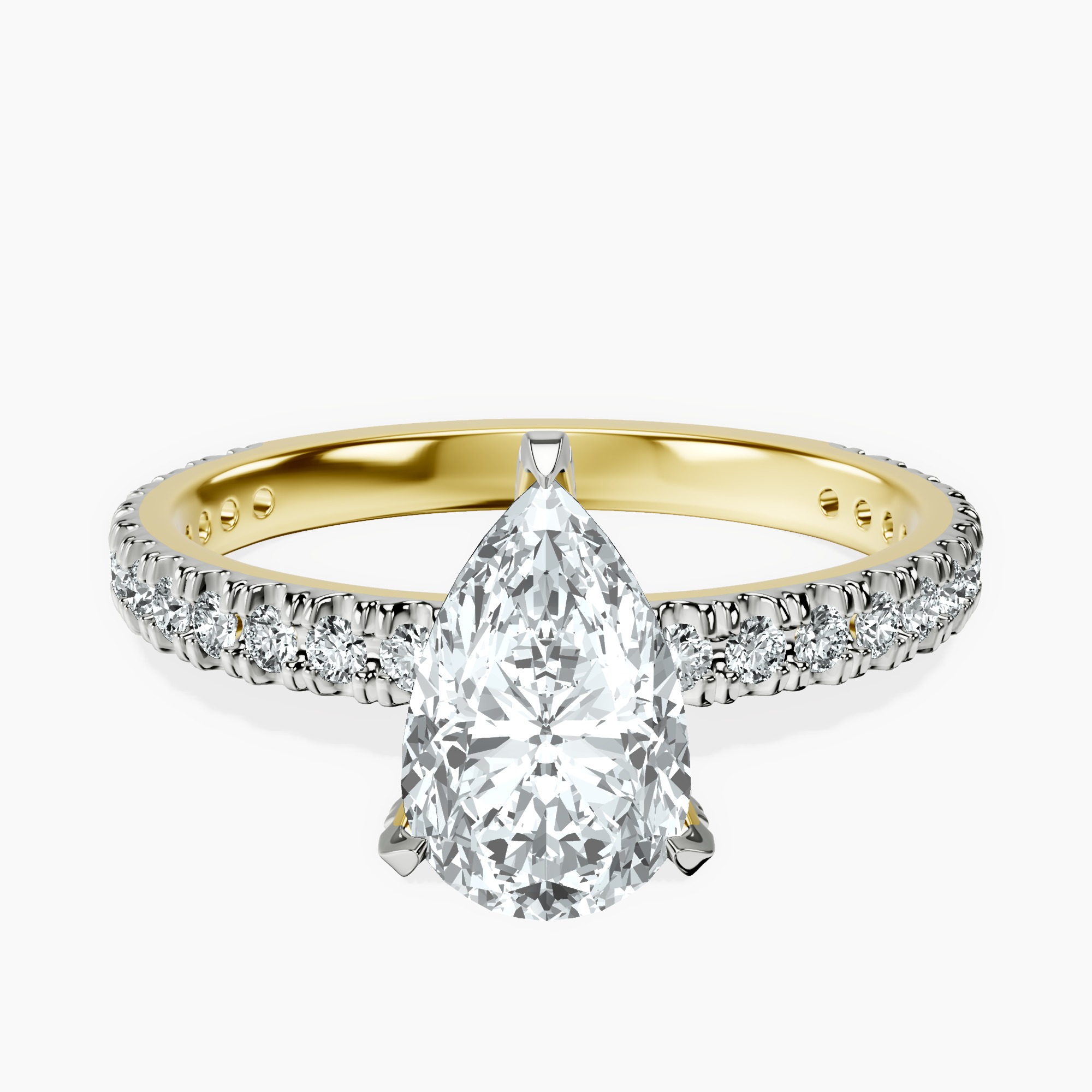 1.45 ct. pear Kylie Eternity Ring in 10kt yellow gold rtr top