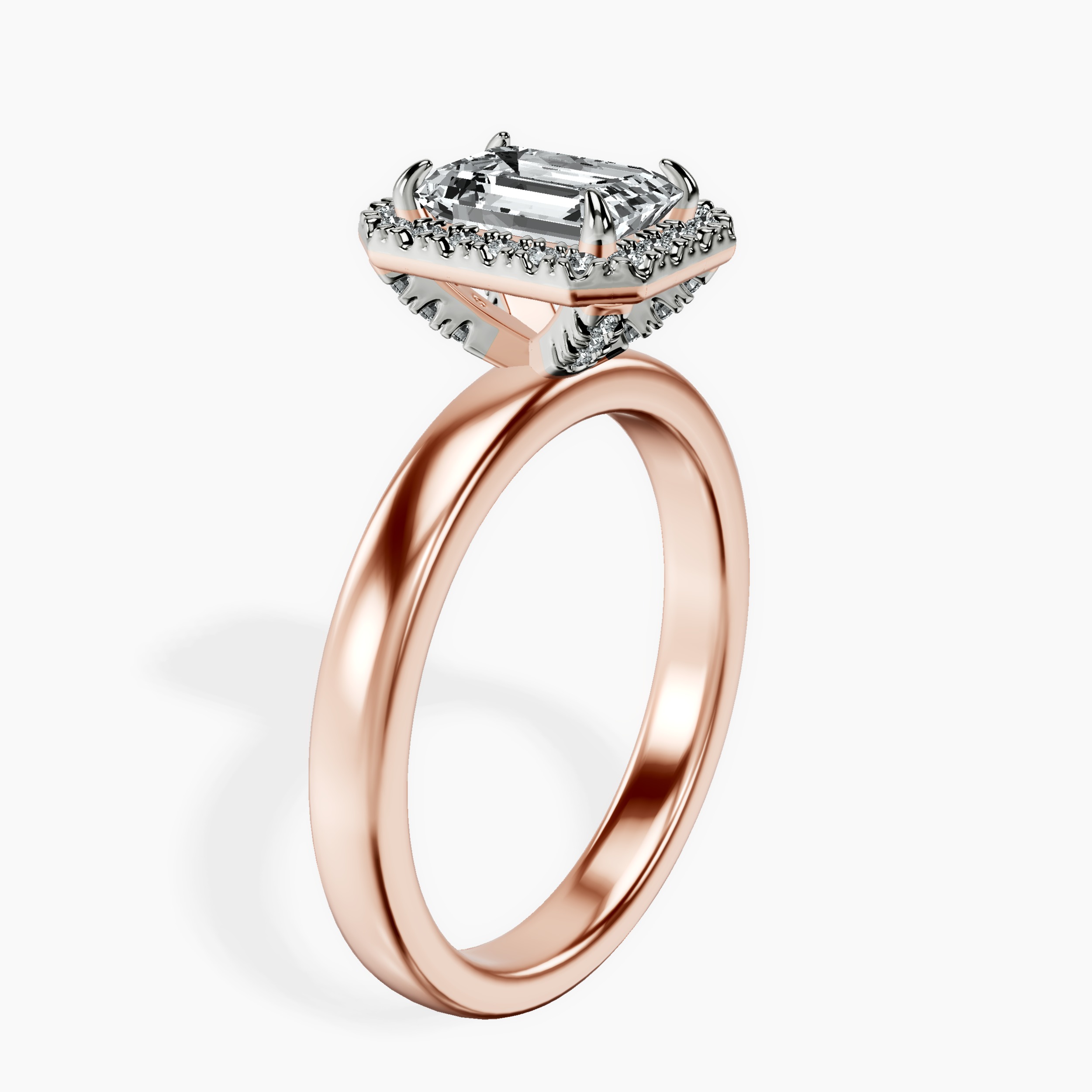 1.48 ct. emerald Anna Halo Ring in 18kt rose gold standing product image one