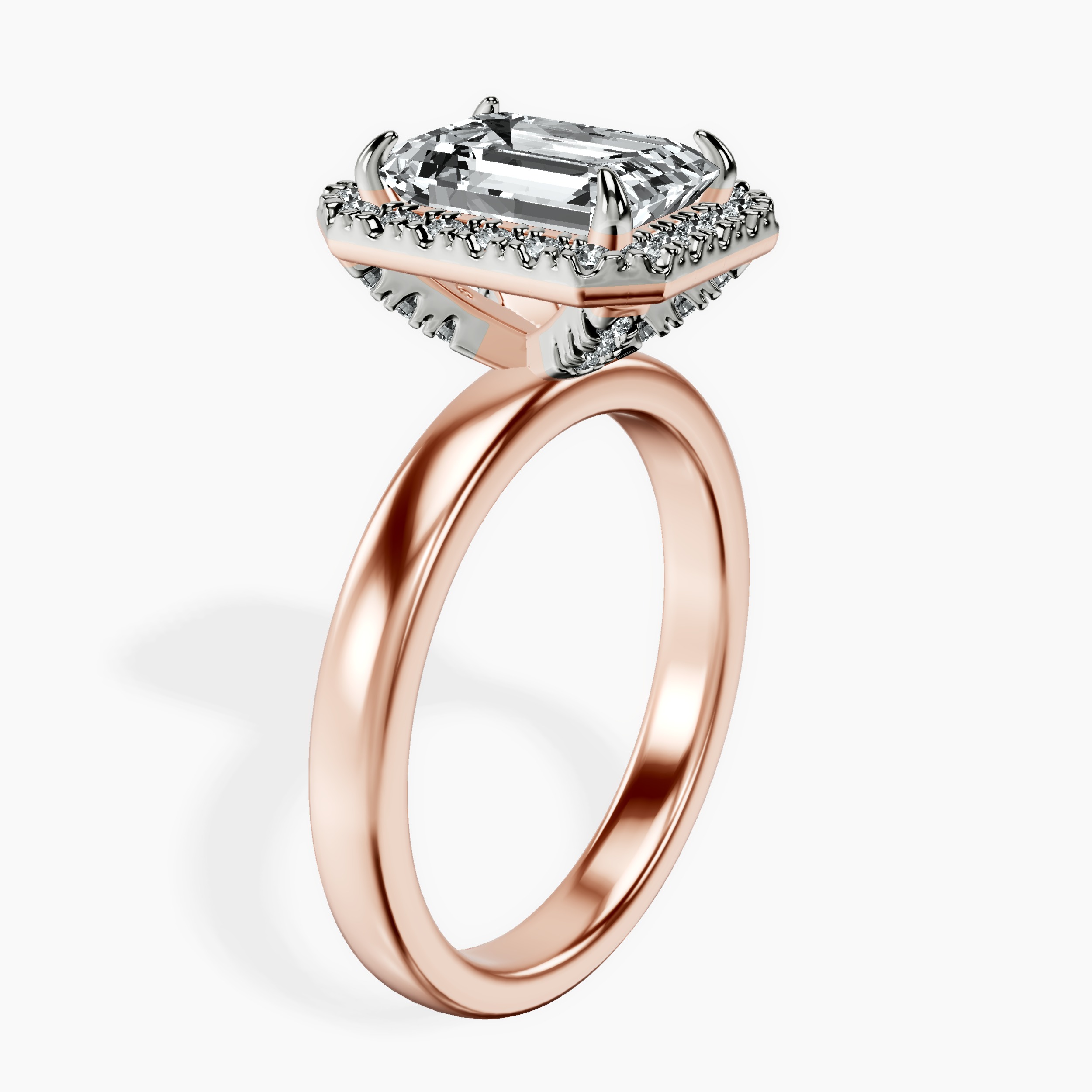 2.16 ct. emerald Anna Halo Ring in 18kt rose gold standing product image one