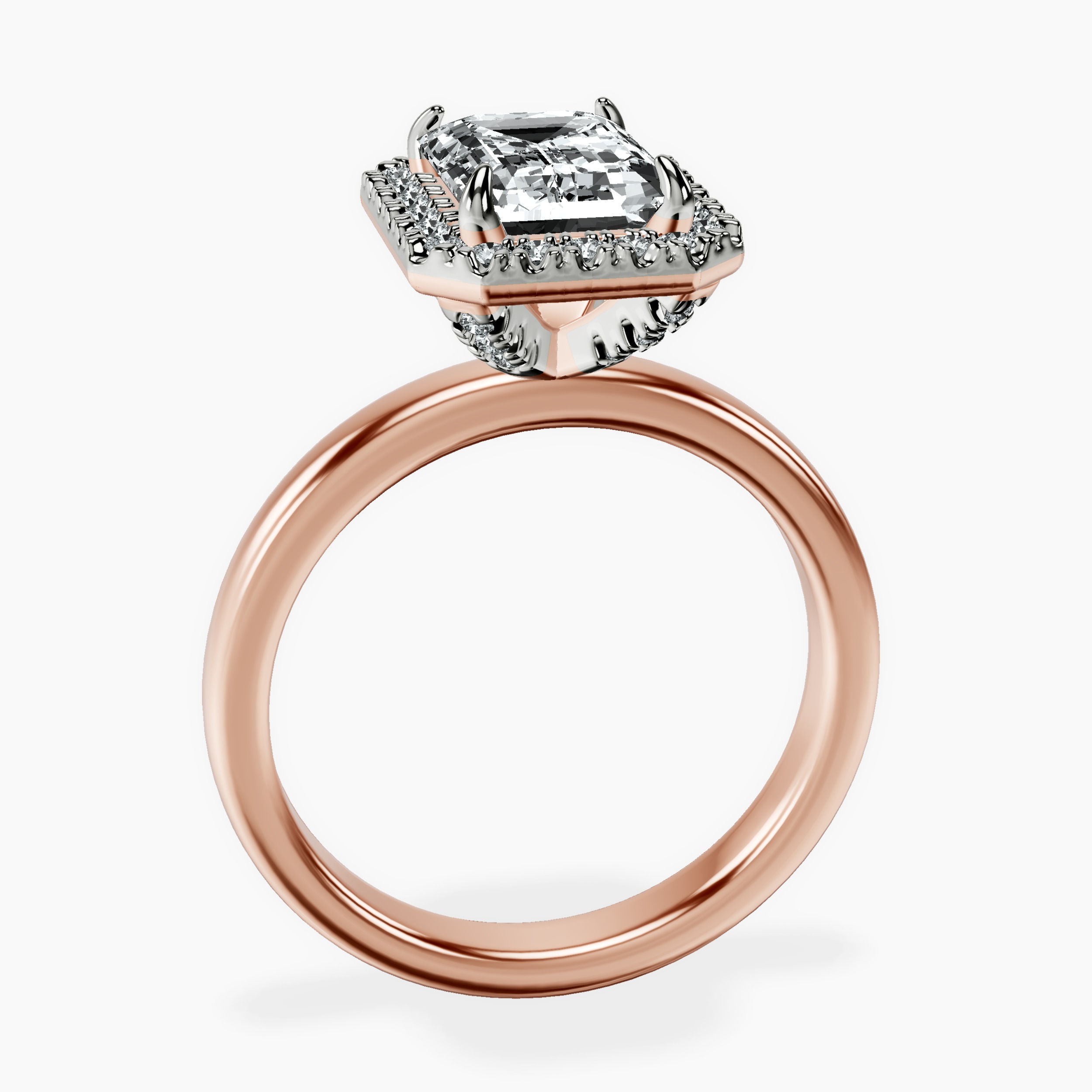 2.16 ct. emerald Anna Halo Ring in 18kt rose gold side right image one
