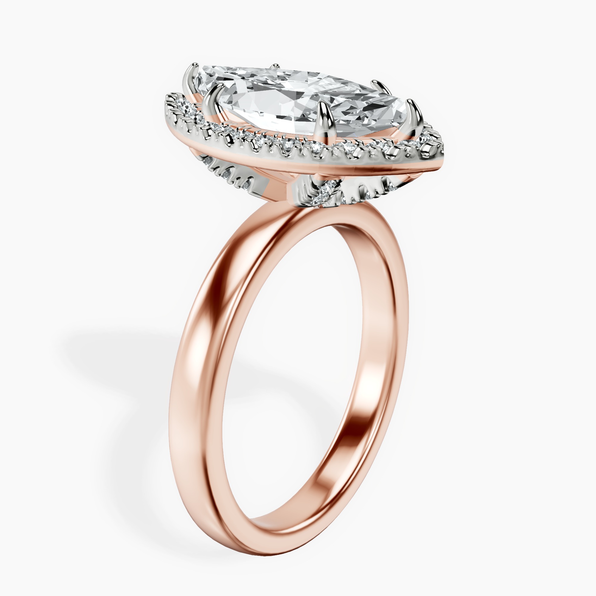 2.73 ct. marquise Anna Halo Ring in 14kt rose gold standing product image one