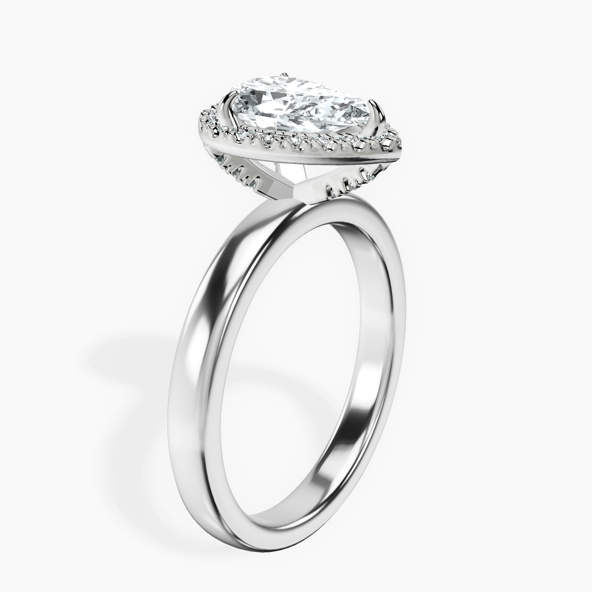 1.34 ct. pear Anna Halo Ring in 10kt white gold standing product image one