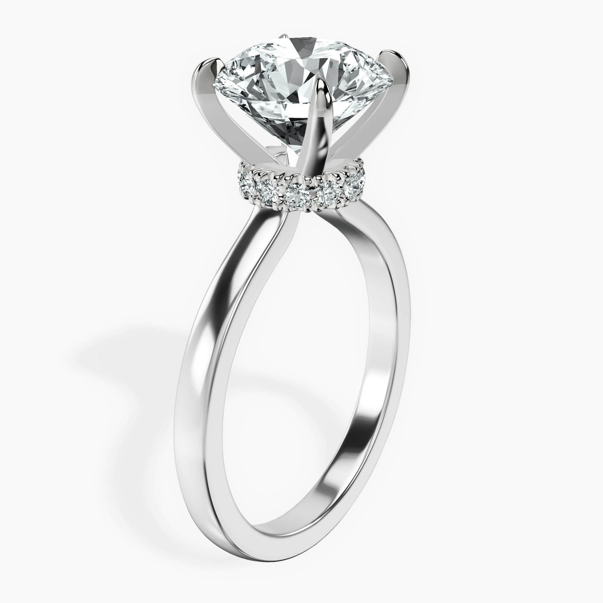 3.29 ct. round Mystic Secret Halo Ring in 14kt white gold standing product image one