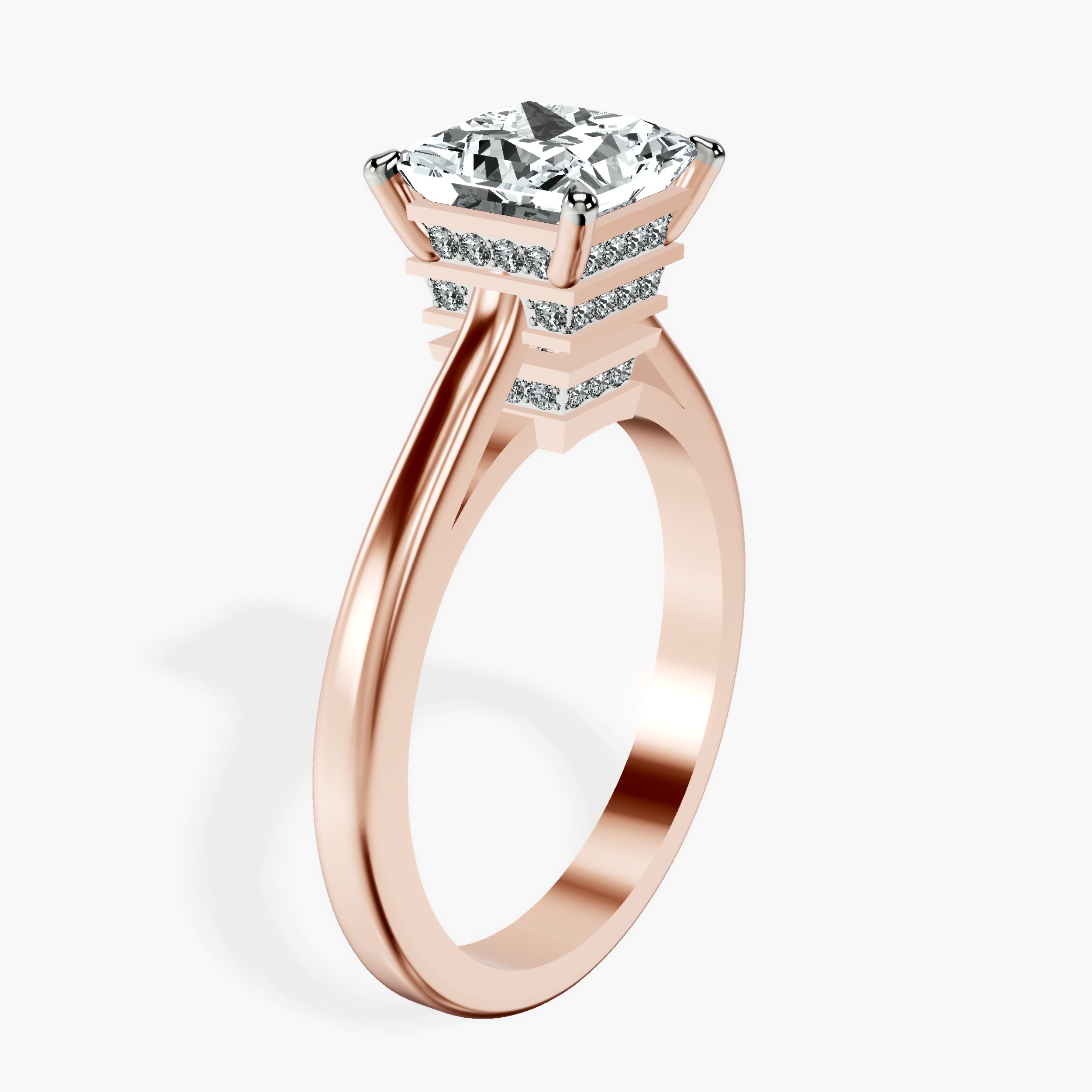 2.81 ct. princess Siran Halo Ring in 14kt rose gold standing product image one