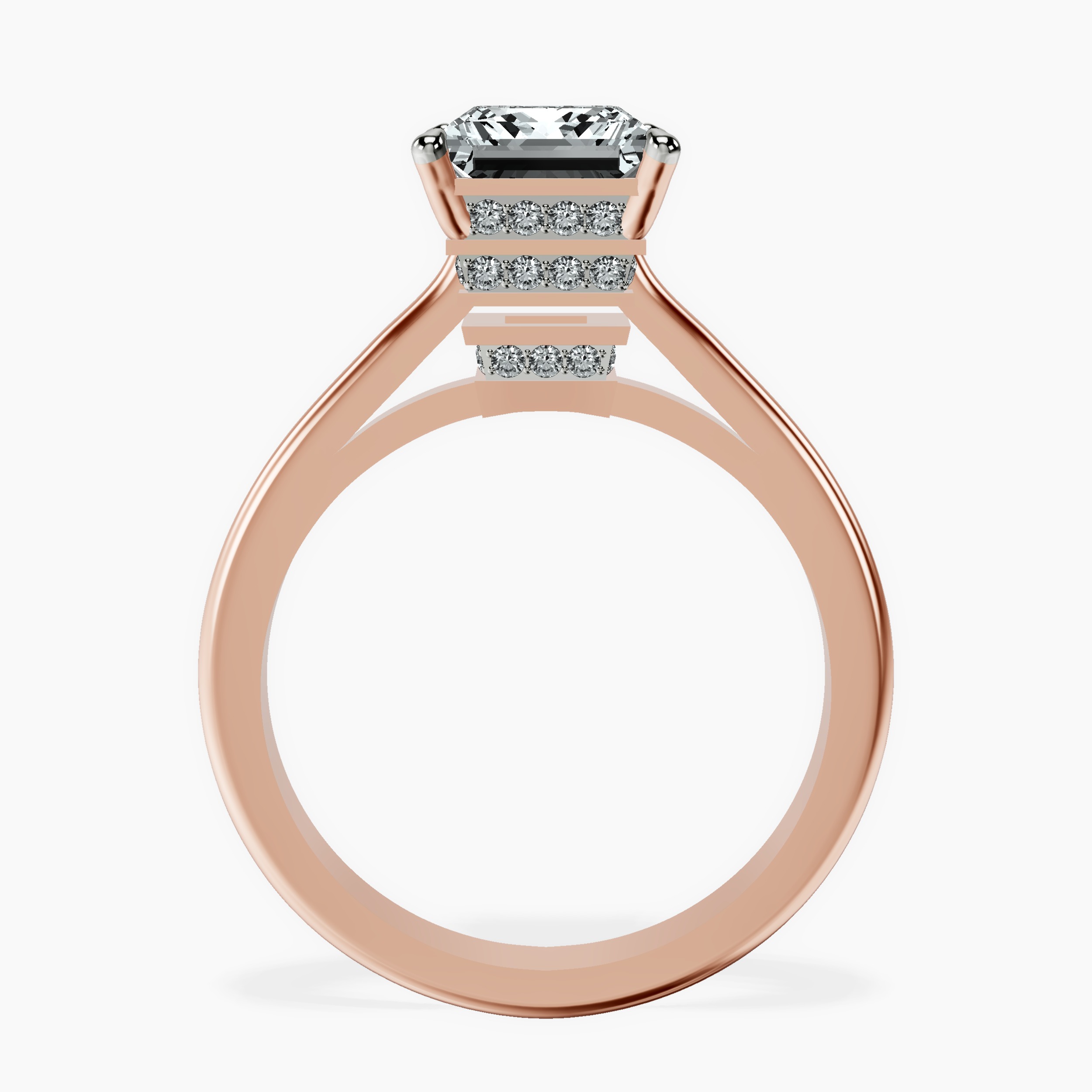 2.81 ct. princess Siran Halo Ring in 14kt rose gold side right image one