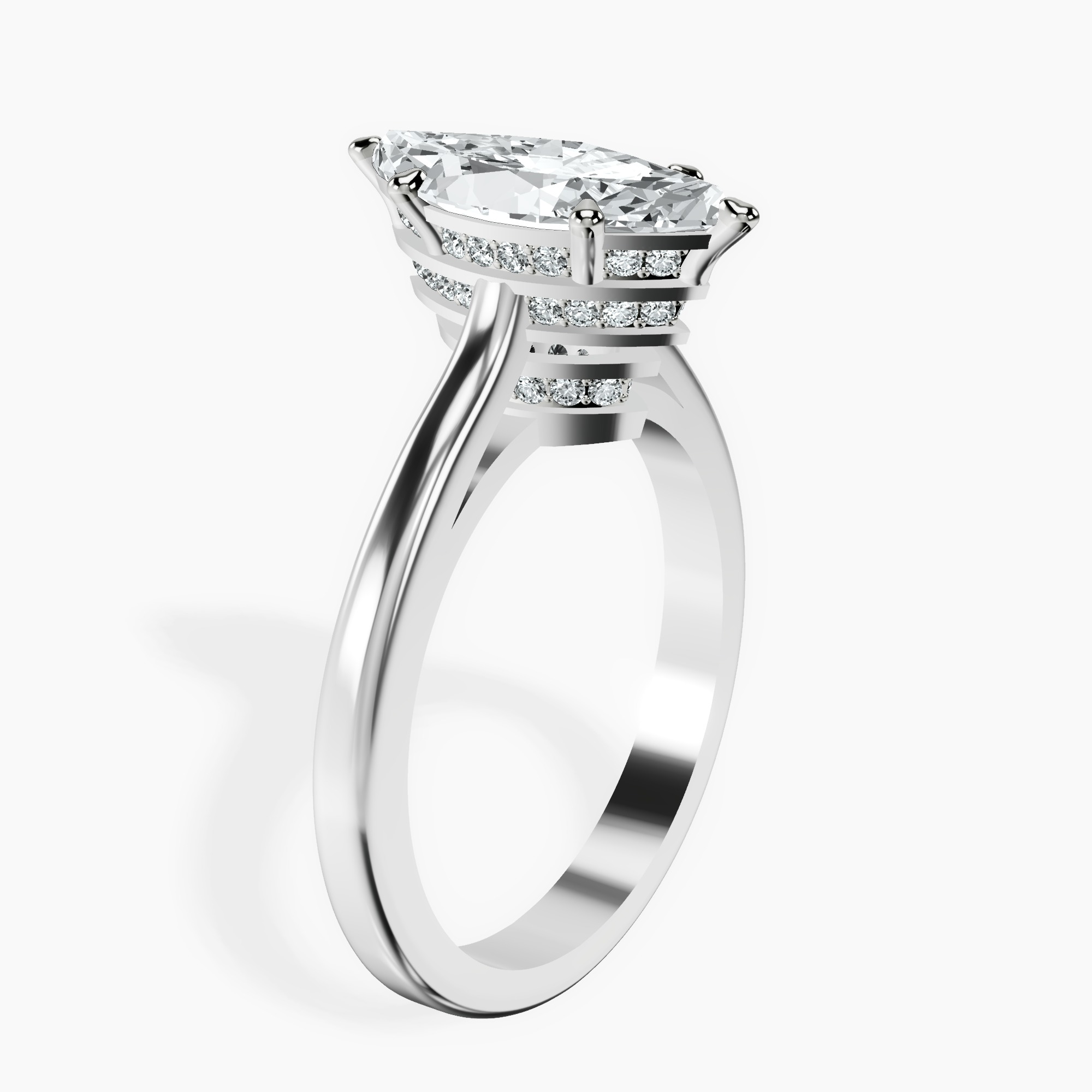 2.92 ct. marquise Siran Halo Ring in 18kt white gold standing product image one