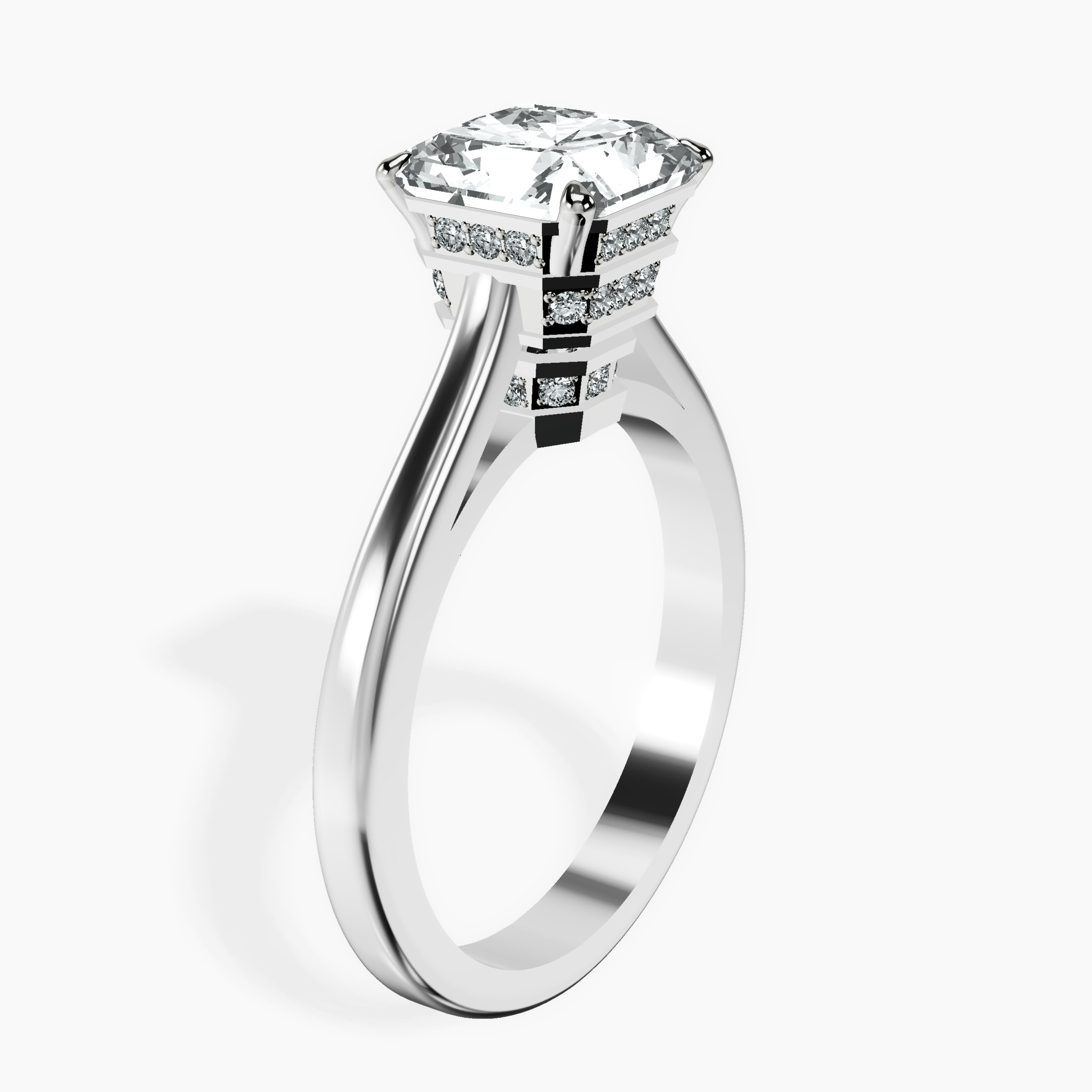 2.94 ct. radiant Siran Halo Ring in platinum standing product image one