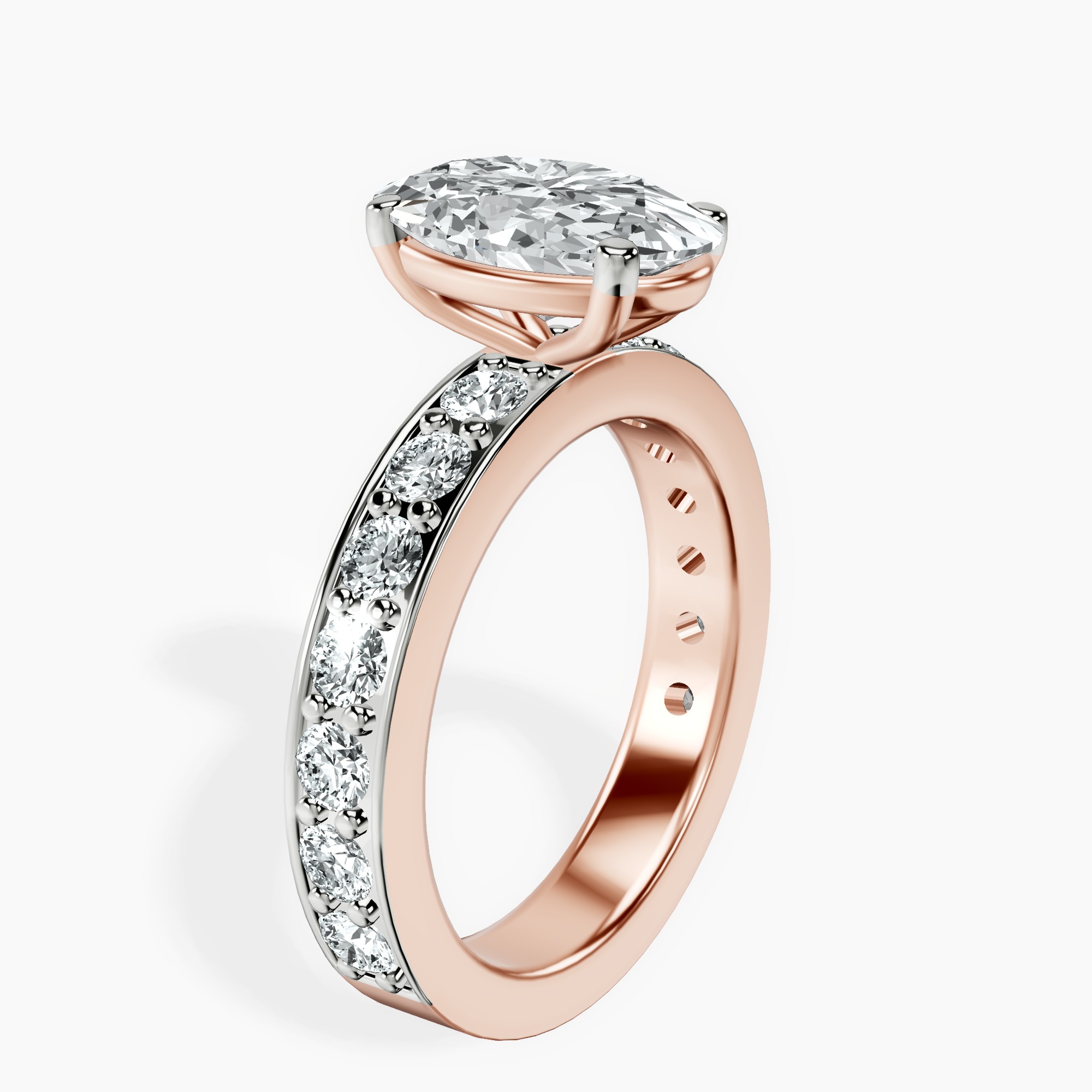 2.40 ct. oval Adele Side Stone Ring in 18kt rose gold standing product image one