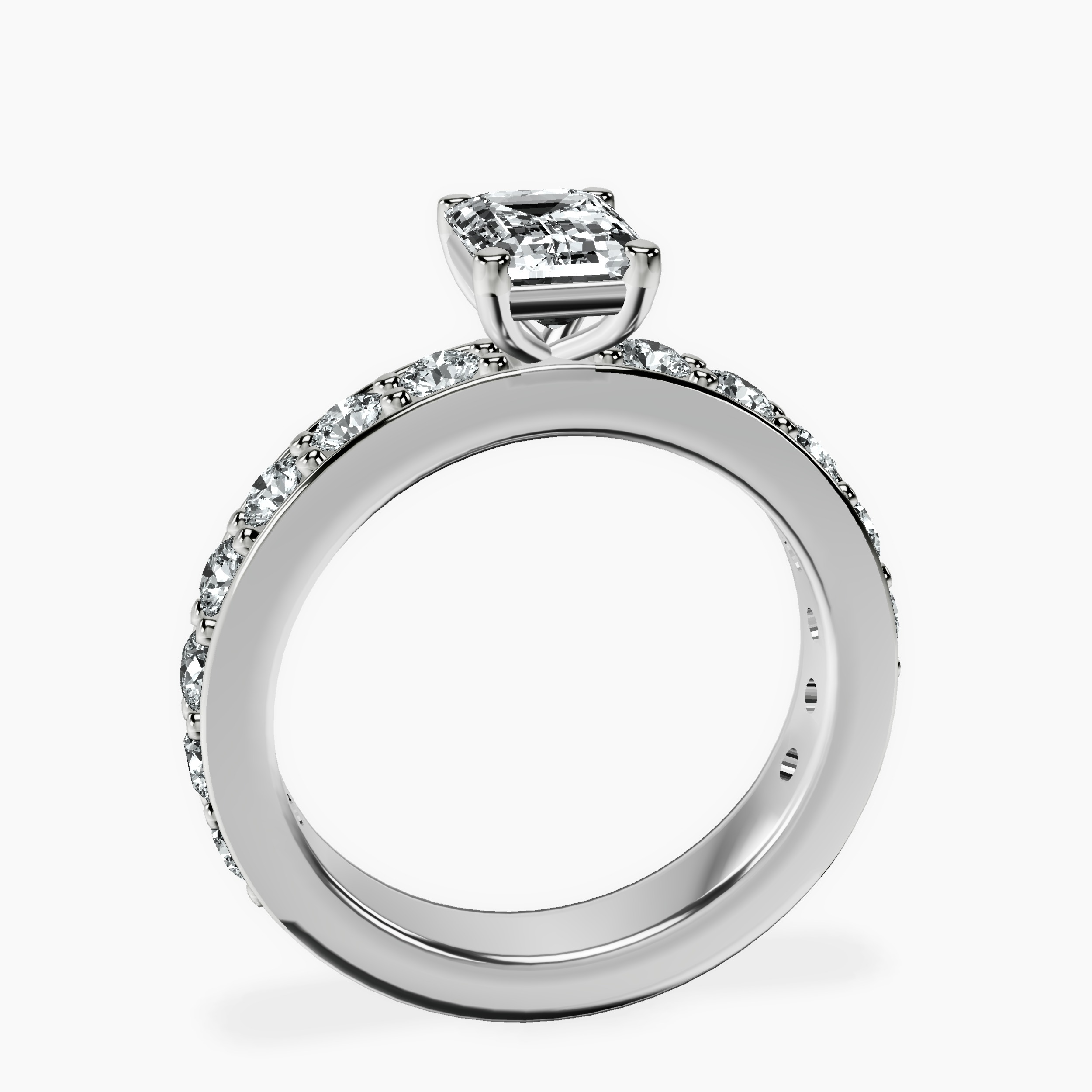 1.48 ct. emerald Adele Side Stone Ring in 18kt white gold side right image one