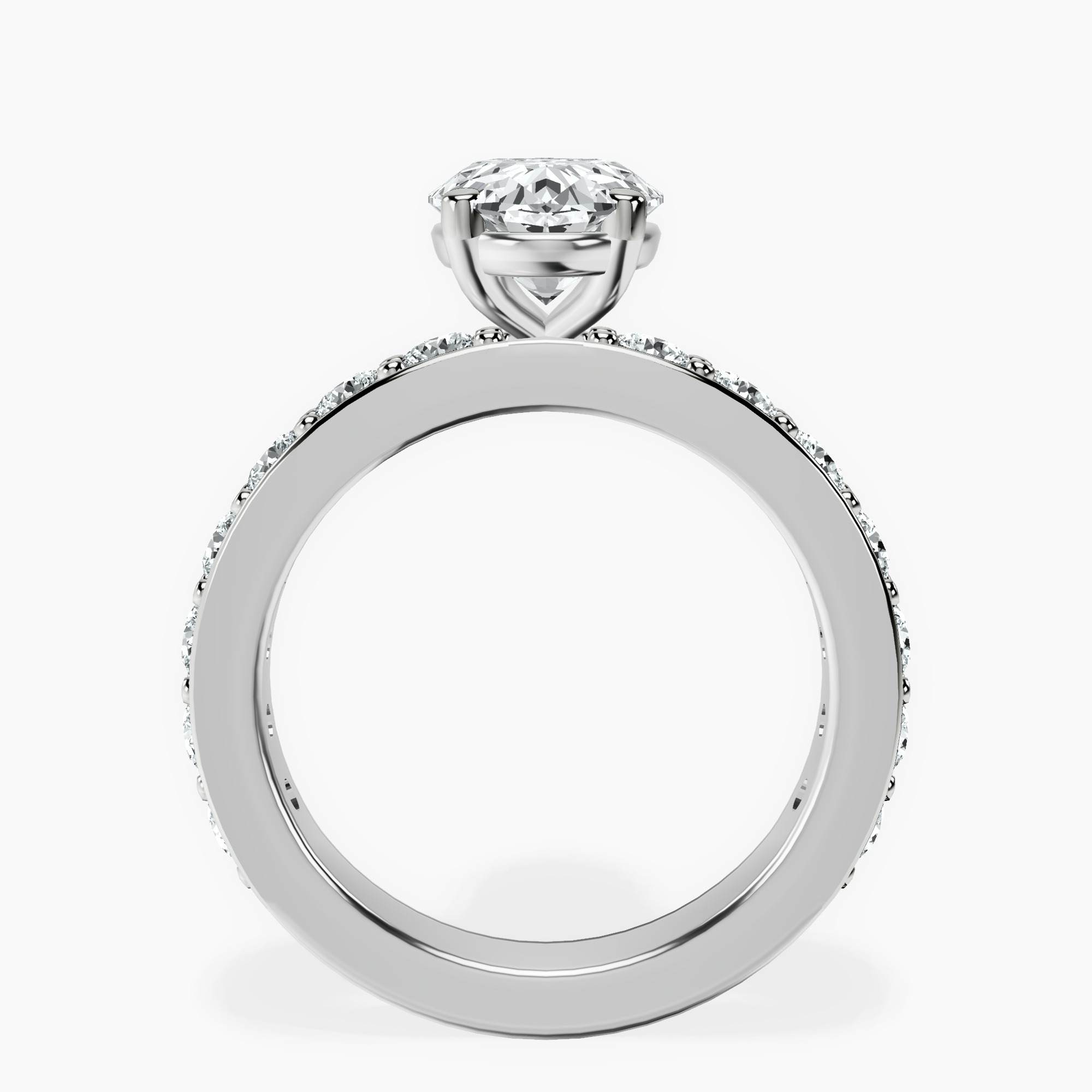 2.40 ct. oval Adele Side Stone Ring in 10kt white gold side right image one