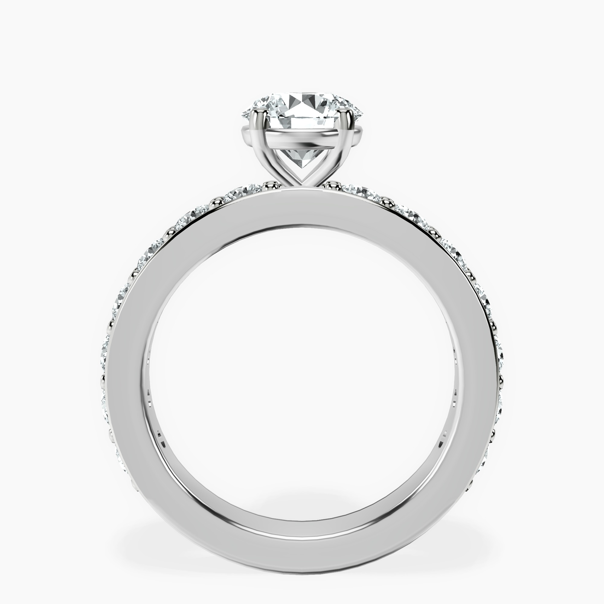 1.39 ct. round Adele Side Stone Ring in 14kt white gold side right image one