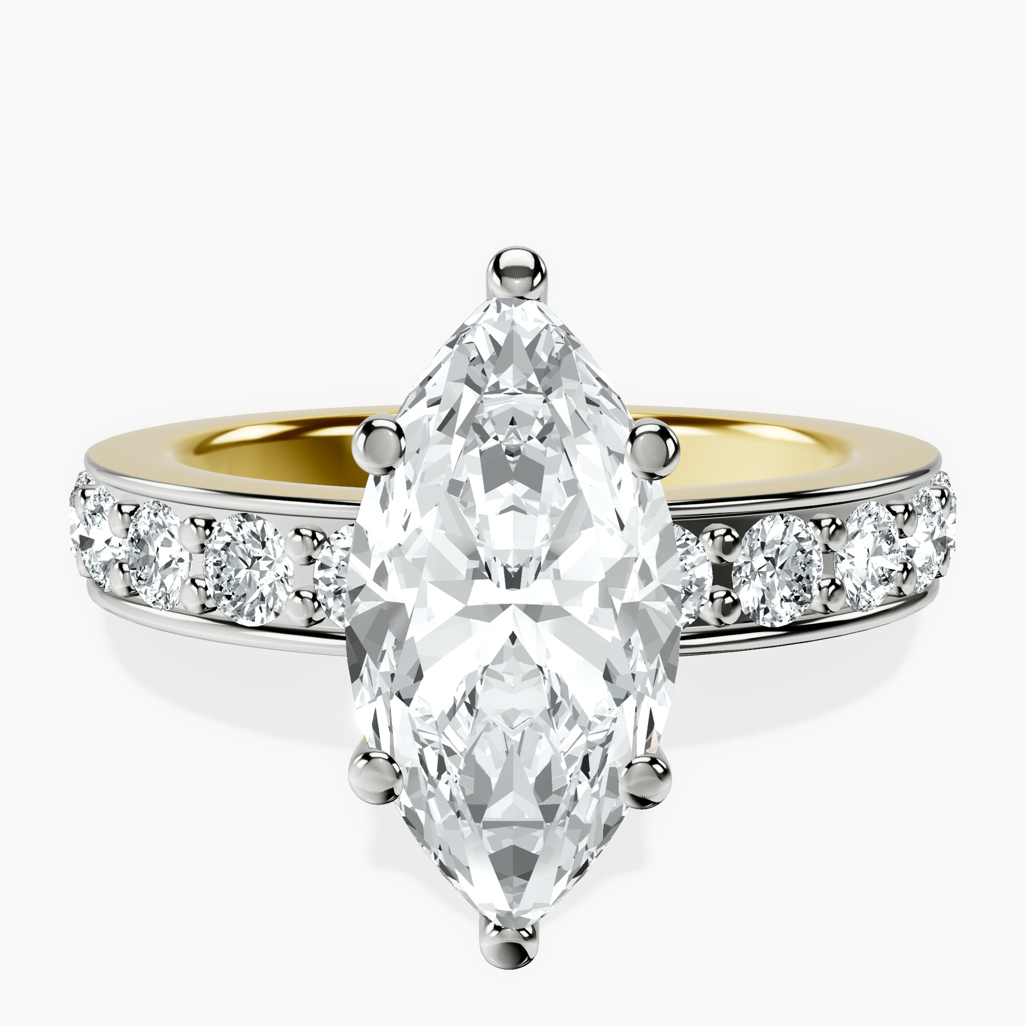 2.73 ct. marquise Adele Side Stone Ring in 18kt yellow gold rtr top