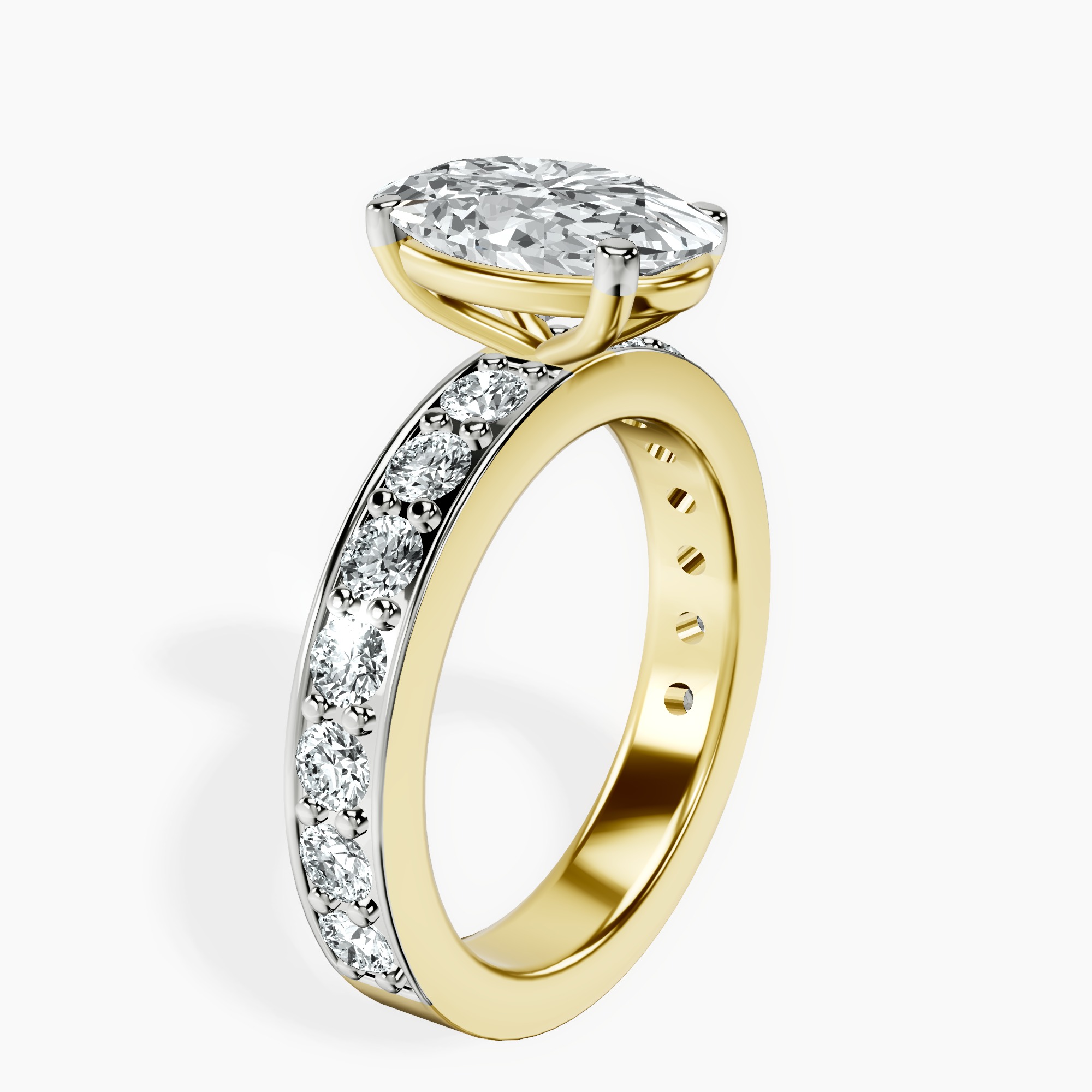 2.44 ct. oval Adele Side Stone Ring in 14kt yellow gold standing product image one
