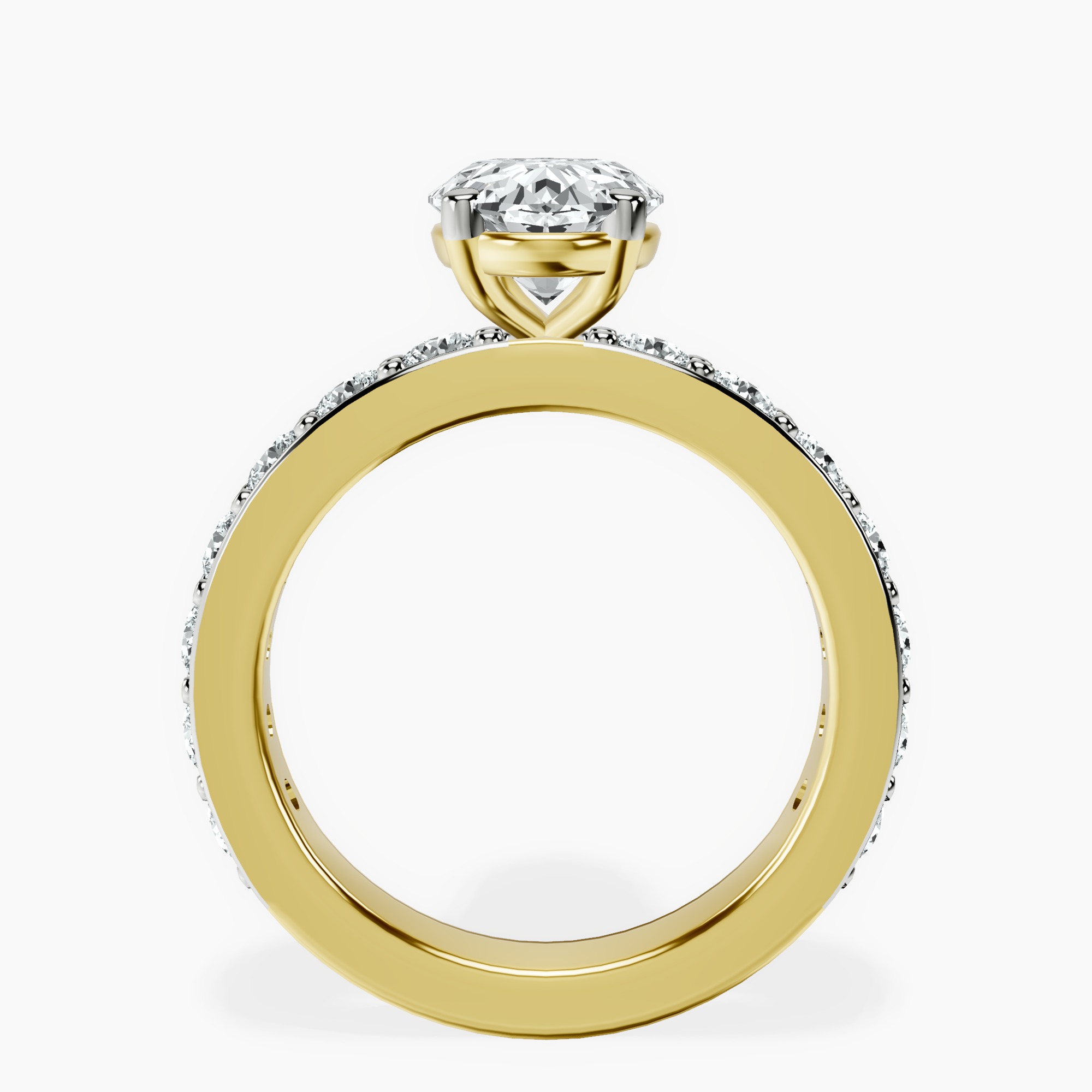 2.44 ct. oval Adele Side Stone Ring in 14kt yellow gold side right image one