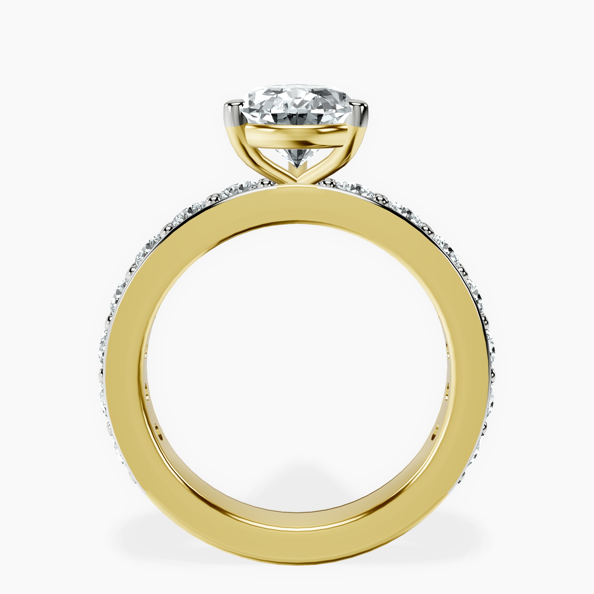 2.96 ct. pear Adele Side Stone Ring in 14kt yellow gold side right image one