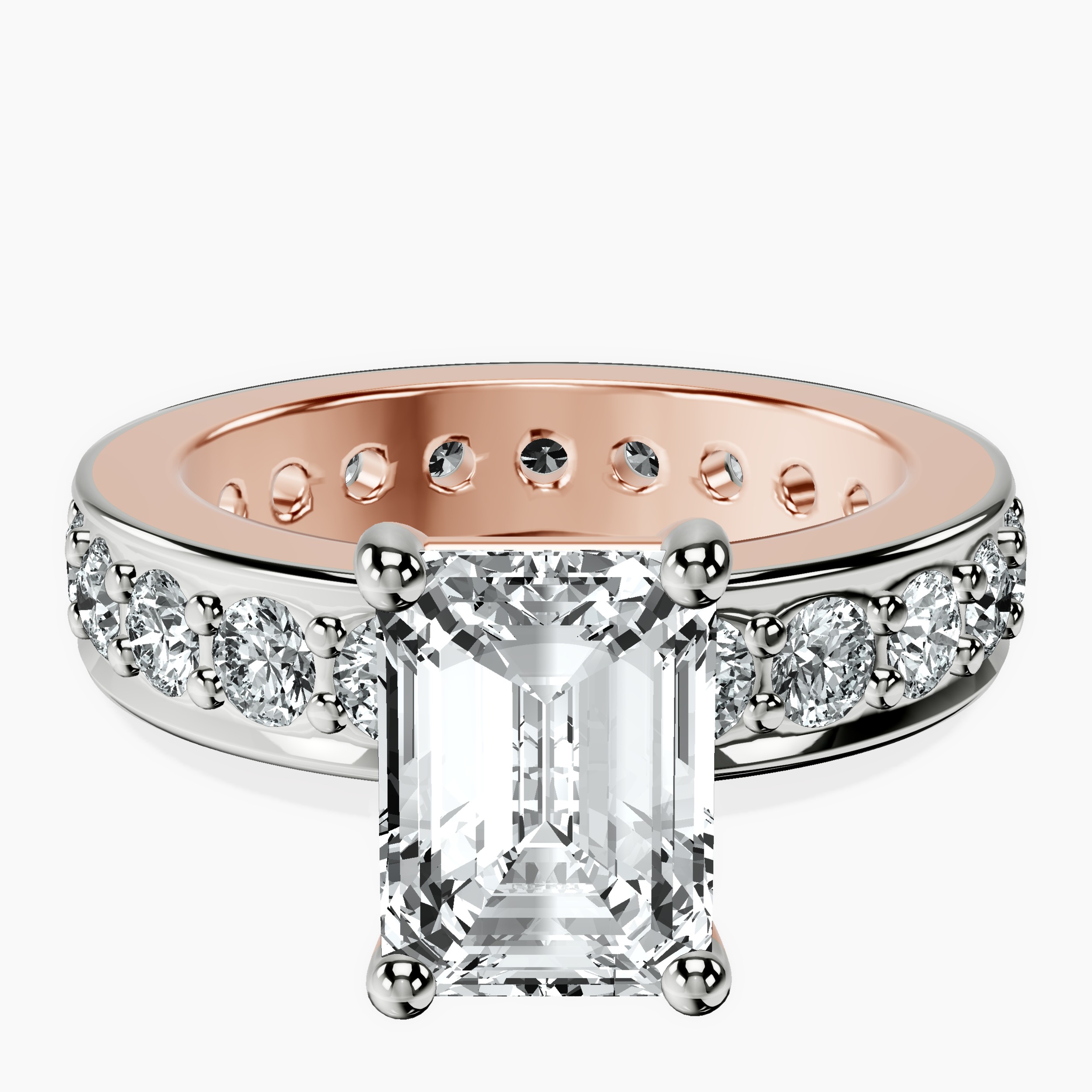 2.91 ct. emerald Madeline Full Eternity Ring in 18kt rose gold rtr top