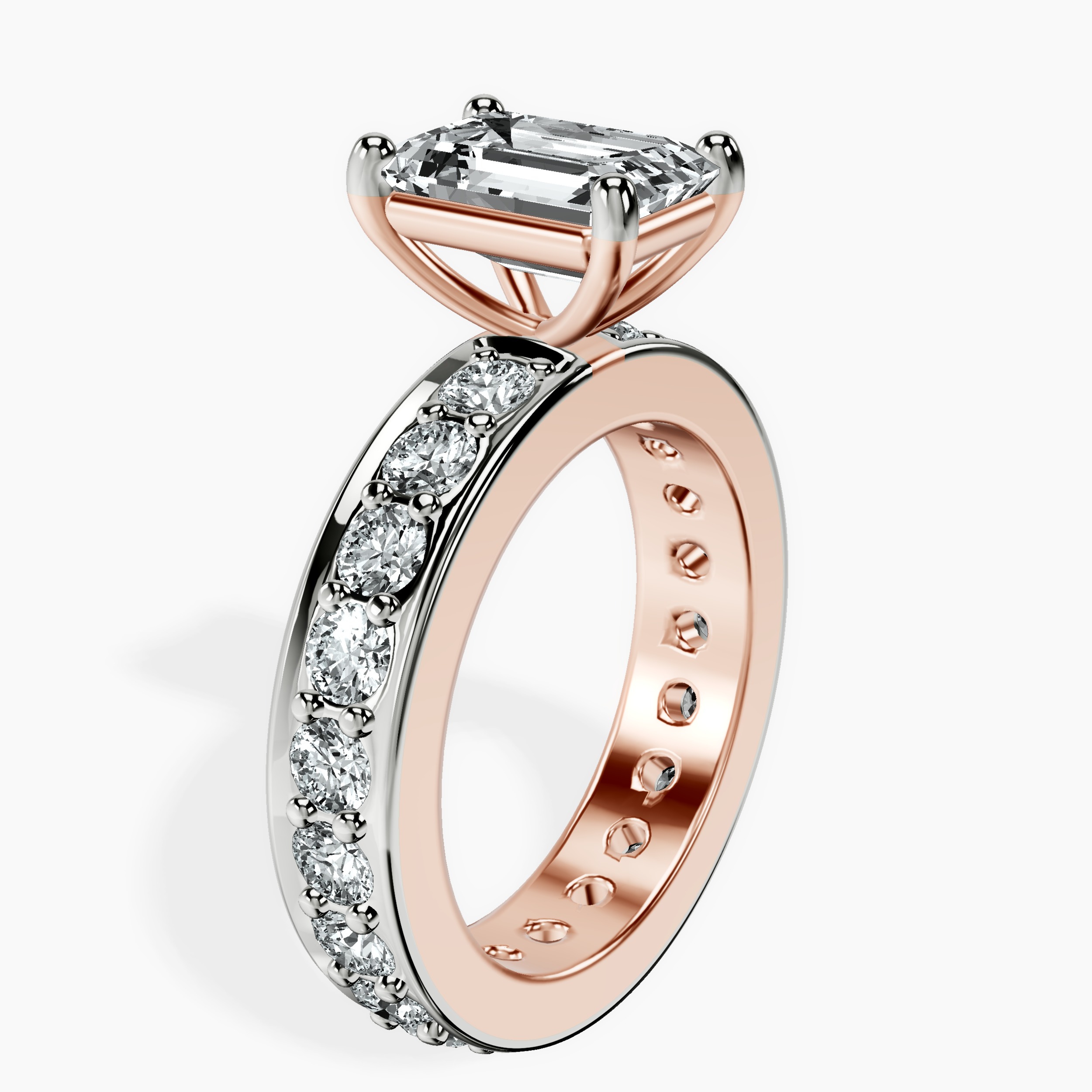 2.91 ct. emerald Madeline Full Eternity Ring in 18kt rose gold standing product image one