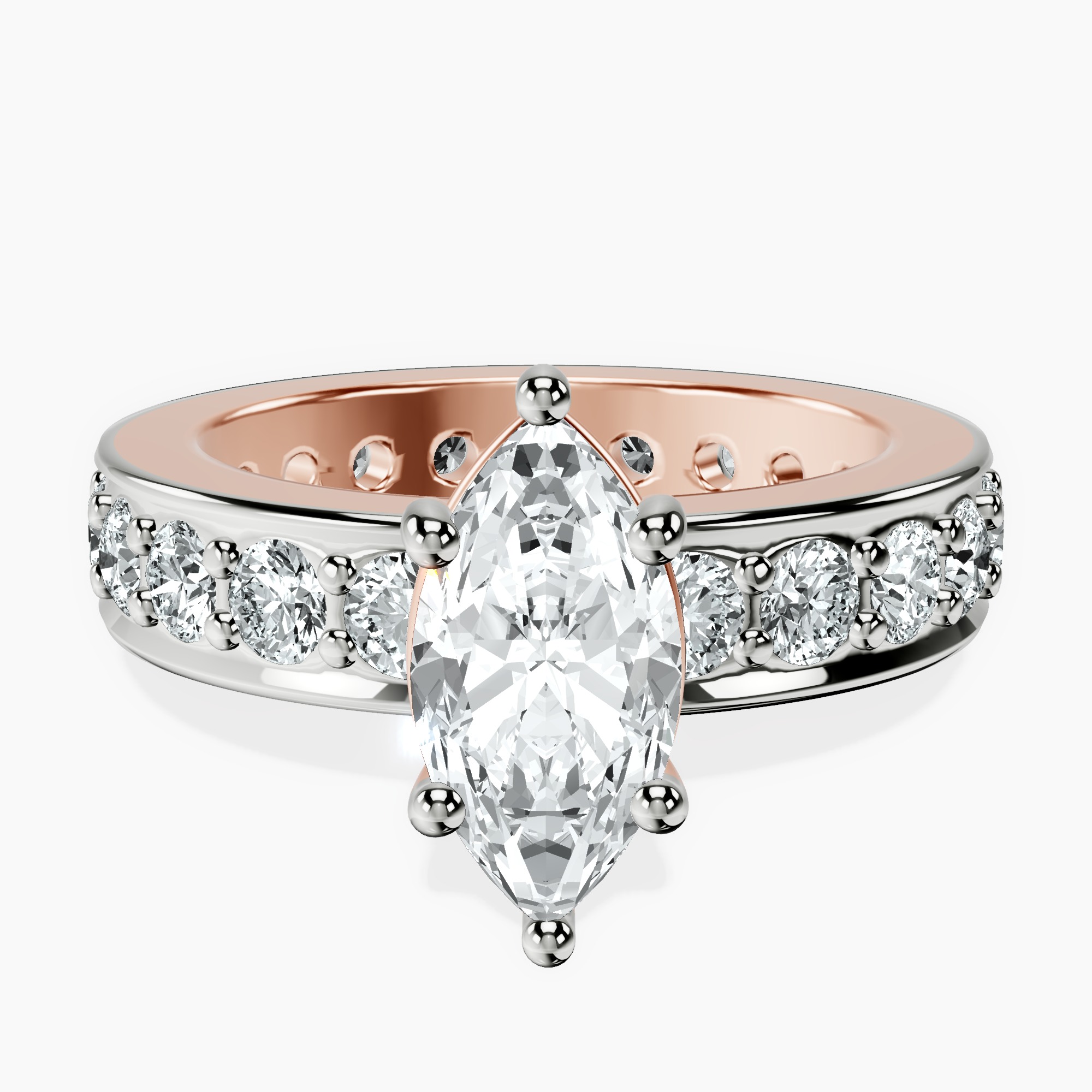 2.00 ct. marquise Madeline Full Eternity Ring in 10kt rose gold rtr top