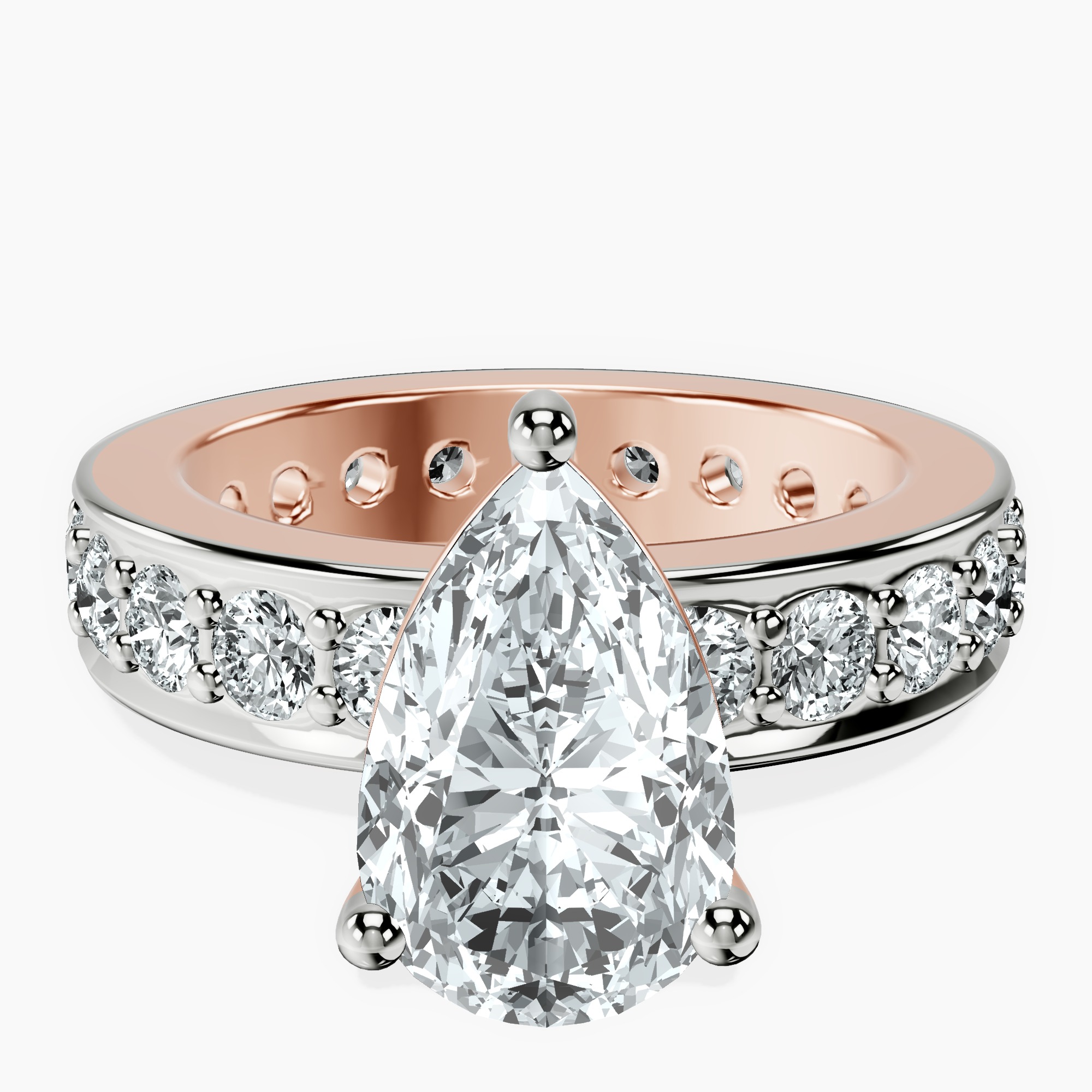 2.96 ct. pear Madeline Full Eternity Ring in 14kt rose gold rtr top