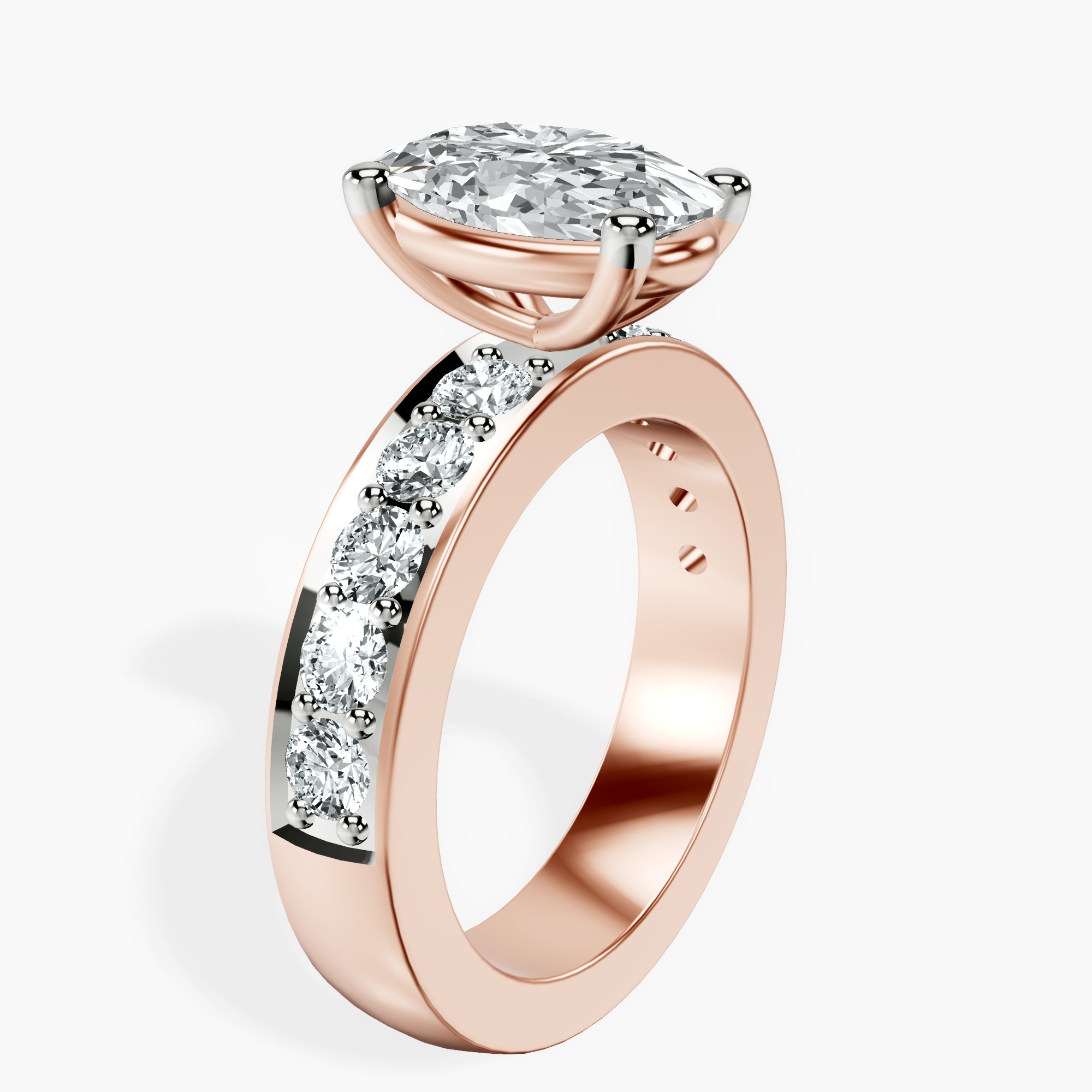 2.40 ct. oval Alfreda Half Eternity Ring in 14kt rose gold standing product image one