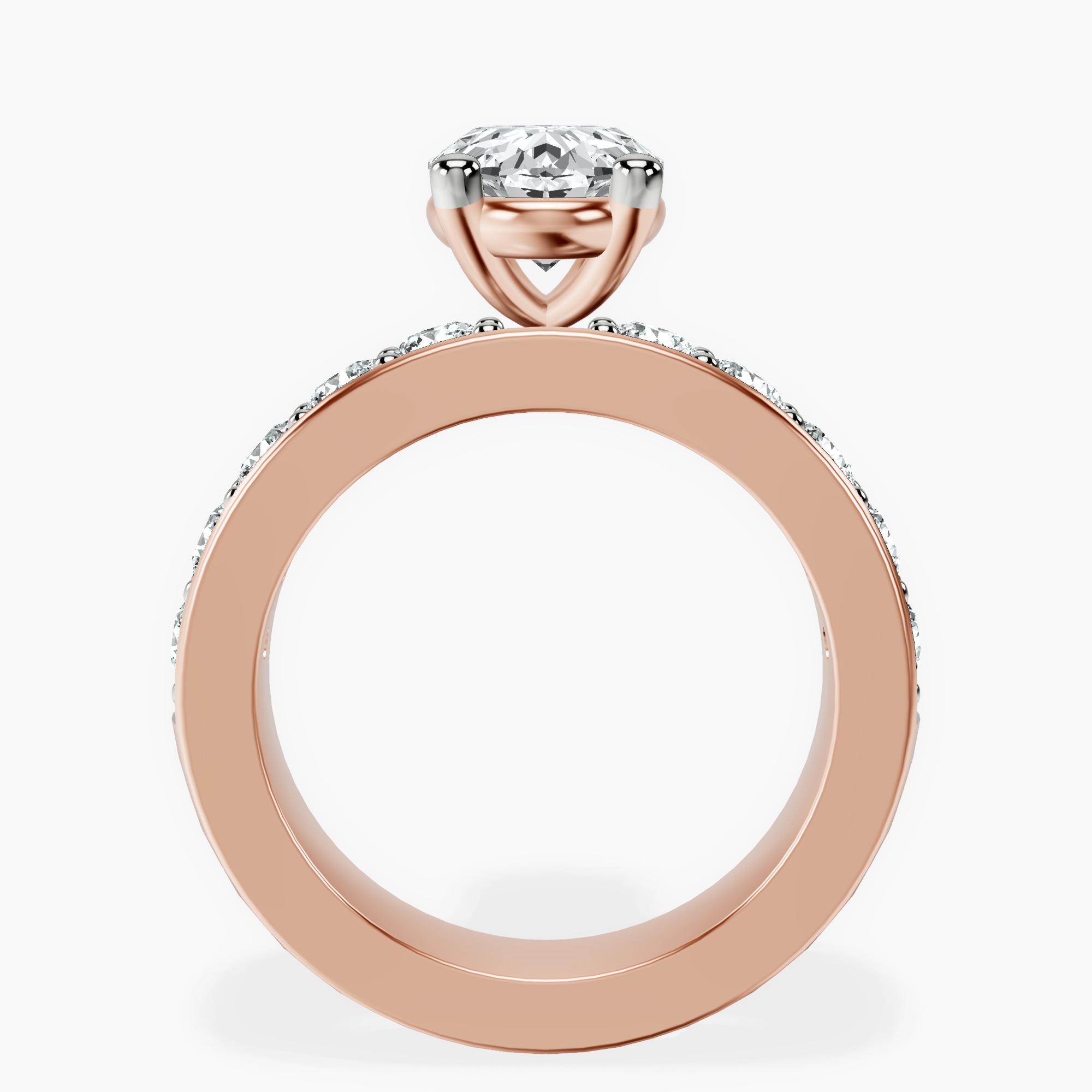2.40 ct. oval Alfreda Half Eternity Ring in 14kt rose gold side right image one