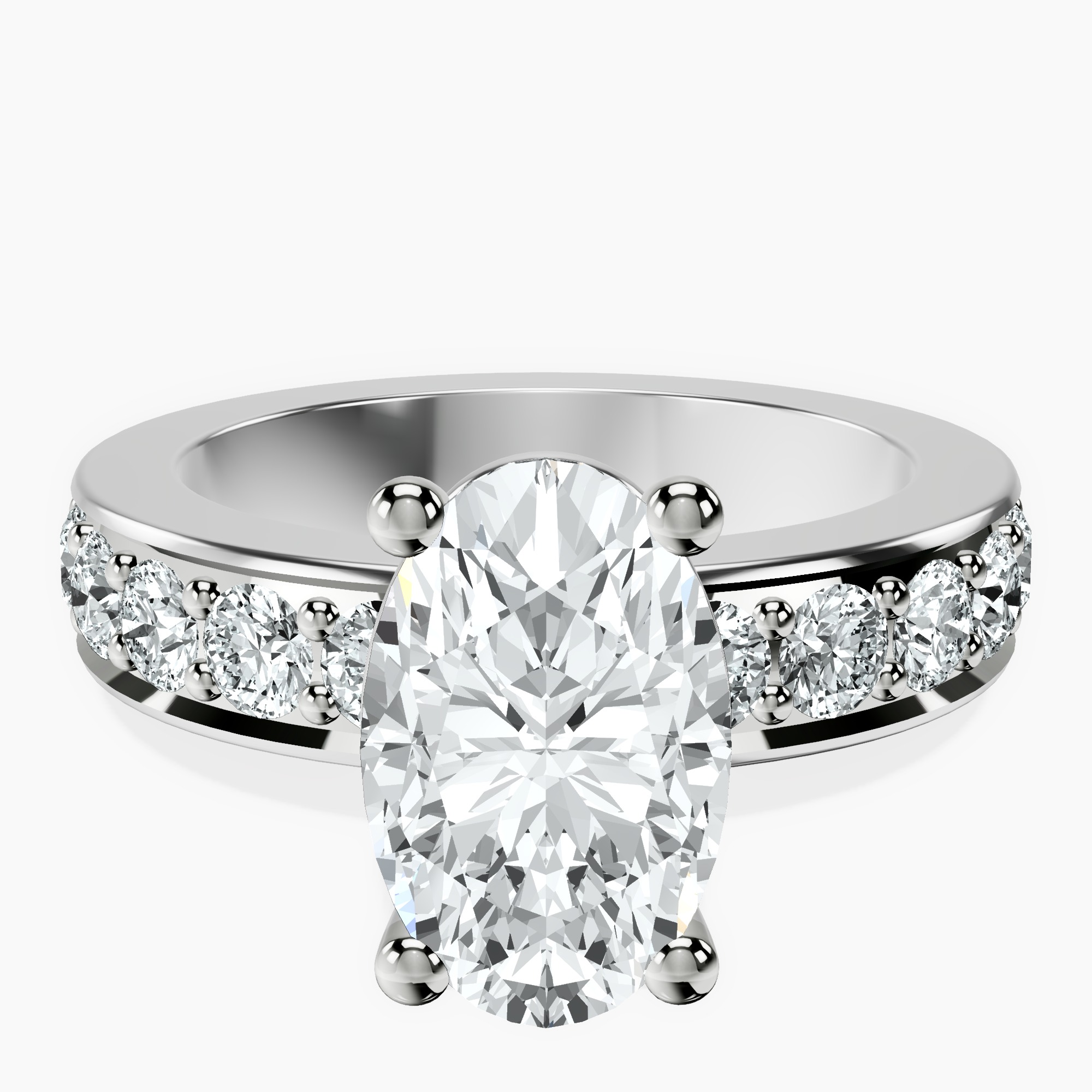 2.44 ct. oval Alfreda Half Eternity Ring in 14kt white gold rtr top