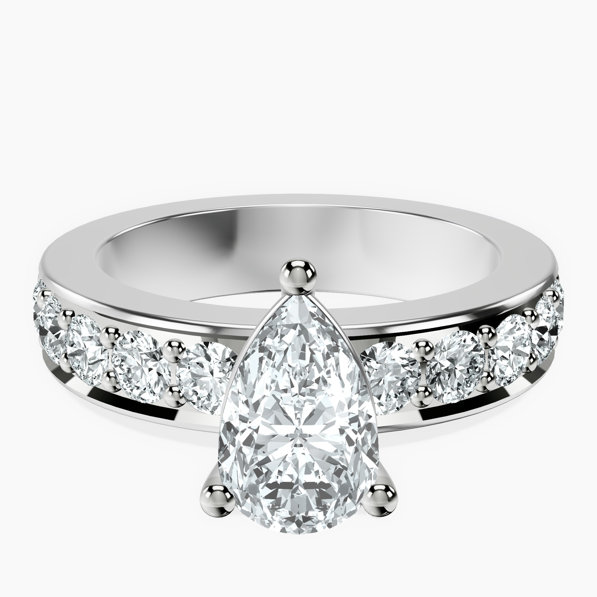 1.45 ct. pear Alfreda Half Eternity Ring in 14kt white gold rtr top
