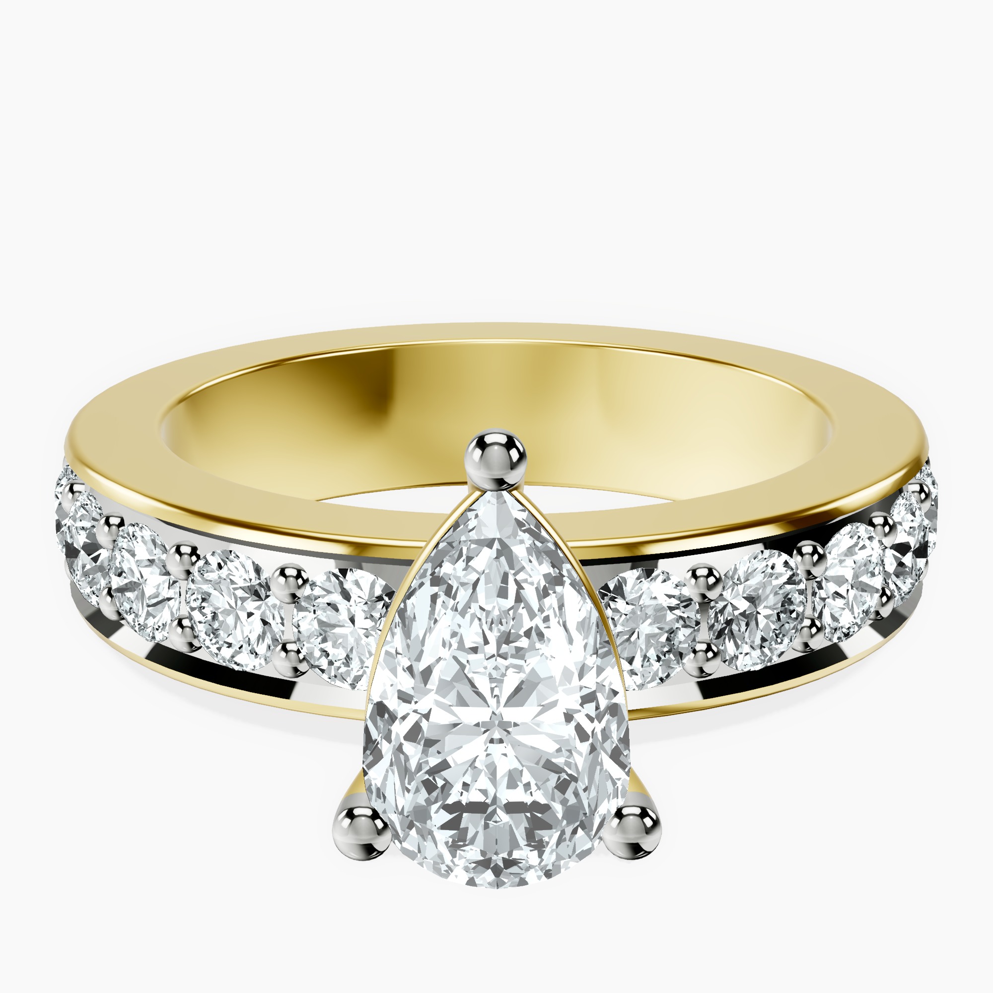 1.40 ct. pear Alfreda Half Eternity Ring in 14kt yellow gold rtr top