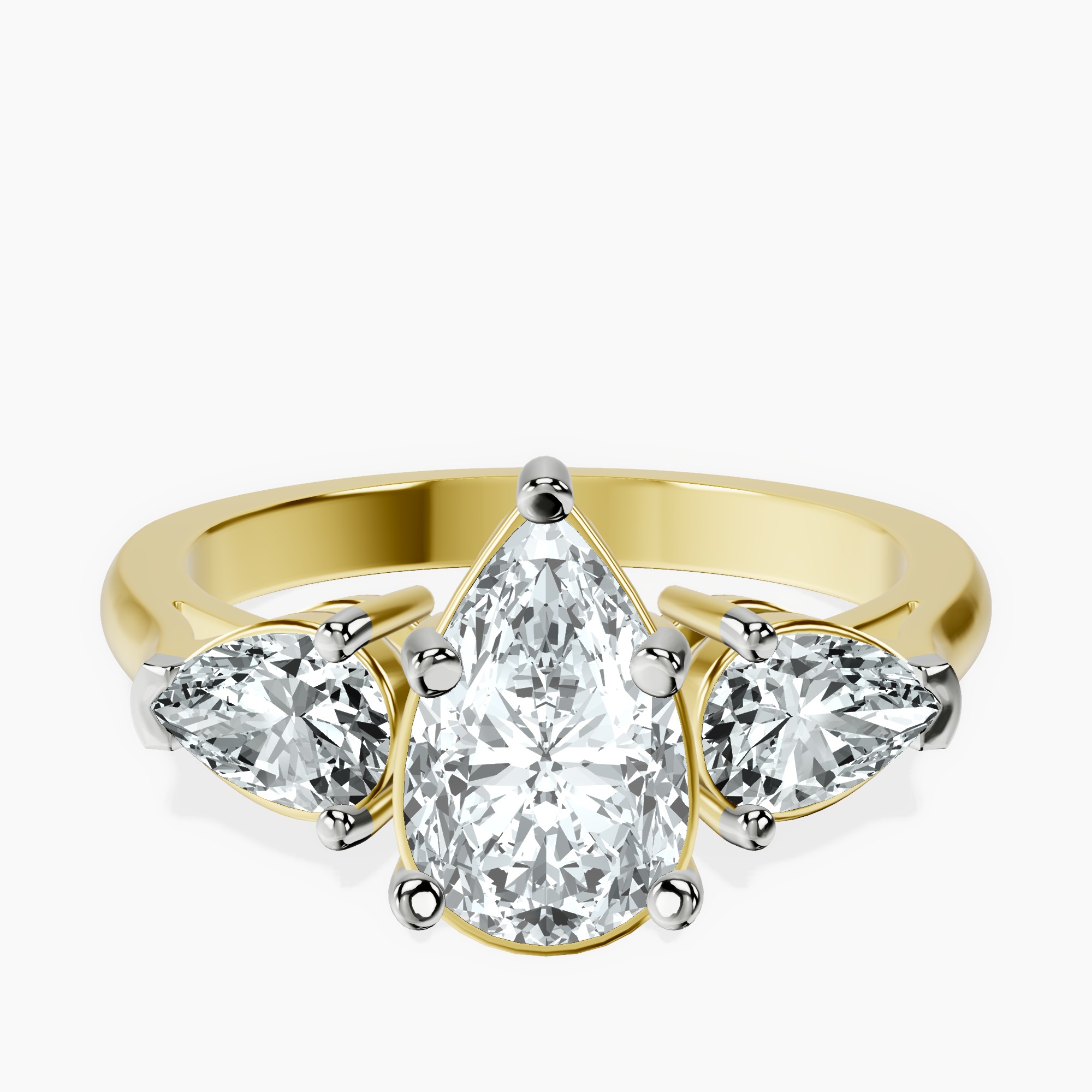 1.45 ct. pear Della Side Pear Ring in 18kt yellow gold rtr top