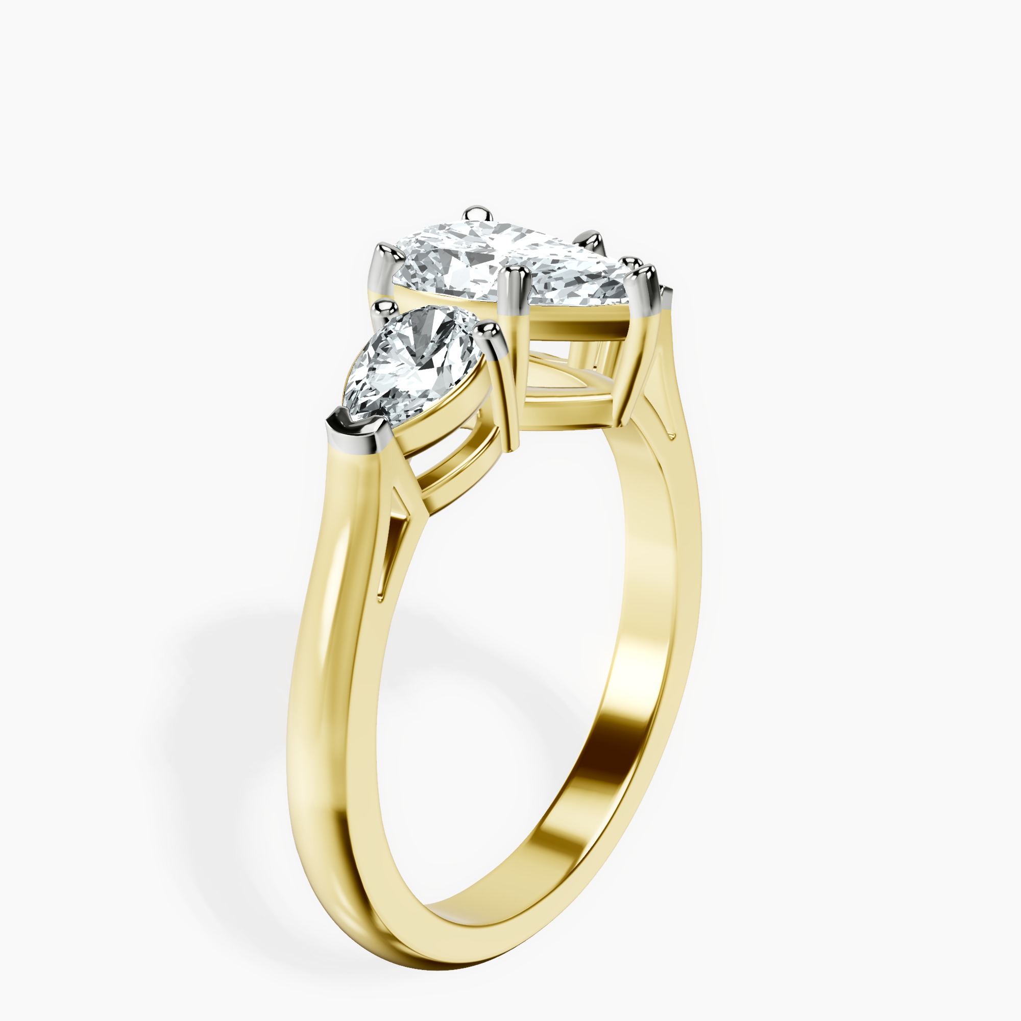 1.45 ct. pear Della Side Pear Ring in 18kt yellow gold standing product image one