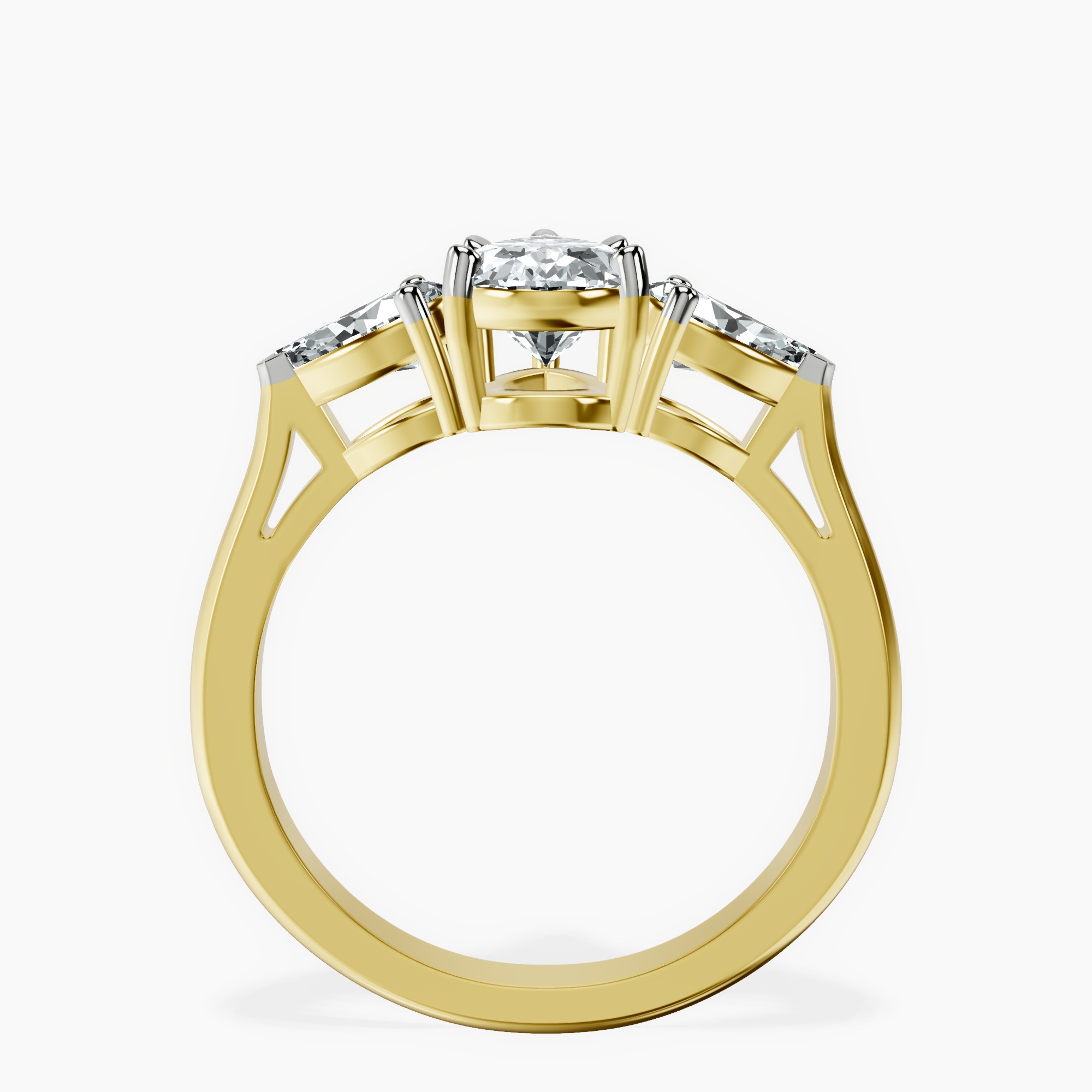 1.45 ct. pear Della Side Pear Ring in 18kt yellow gold side right image one