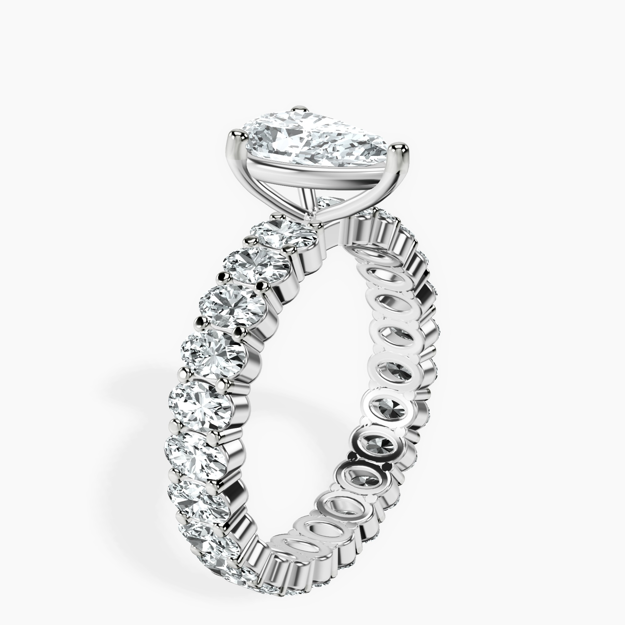 1.34 ct. pear Celeste Side Oval Ring in 14kt white gold standing product image one