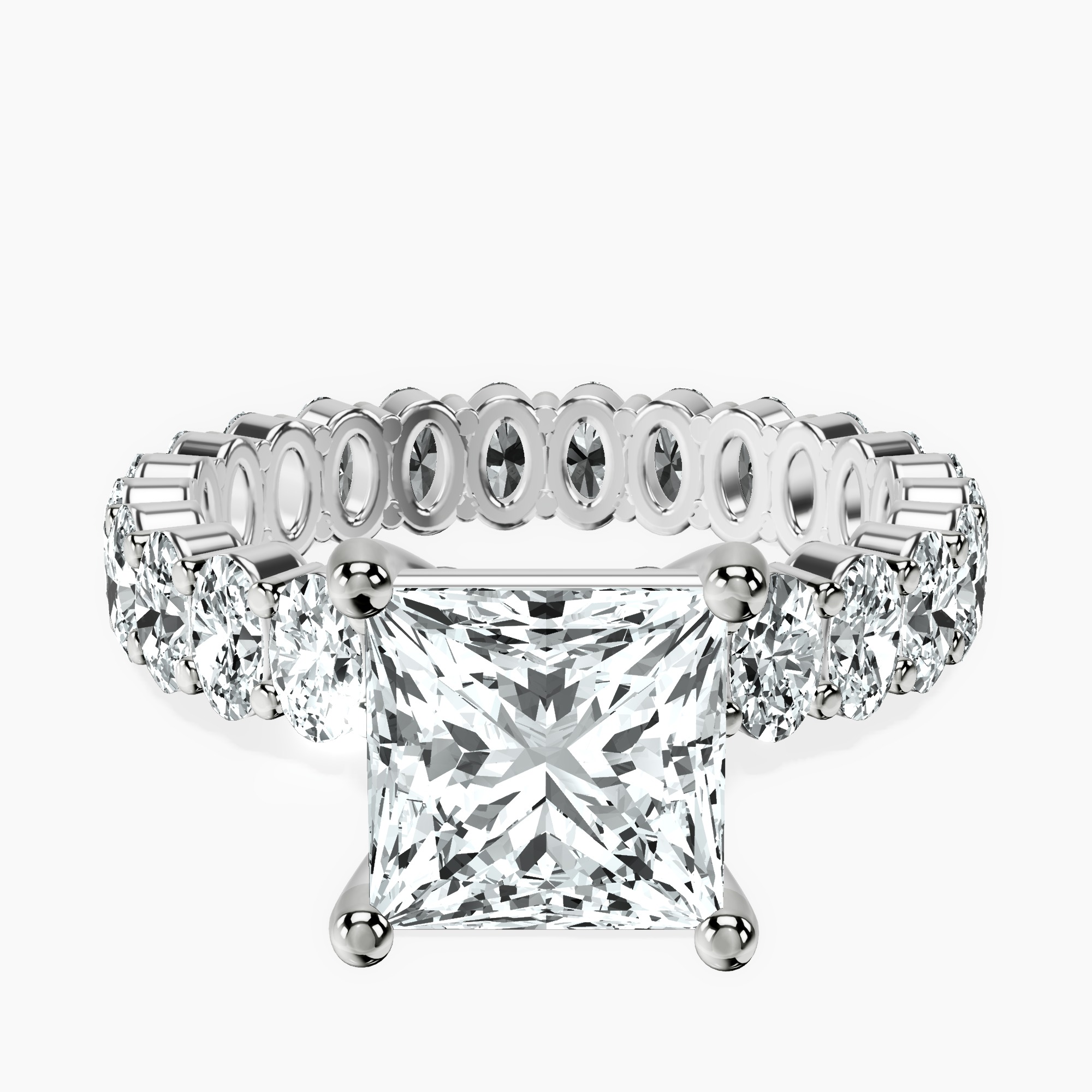 2.81 ct. princess Celeste Side Oval Ring in 18kt white gold rtr top