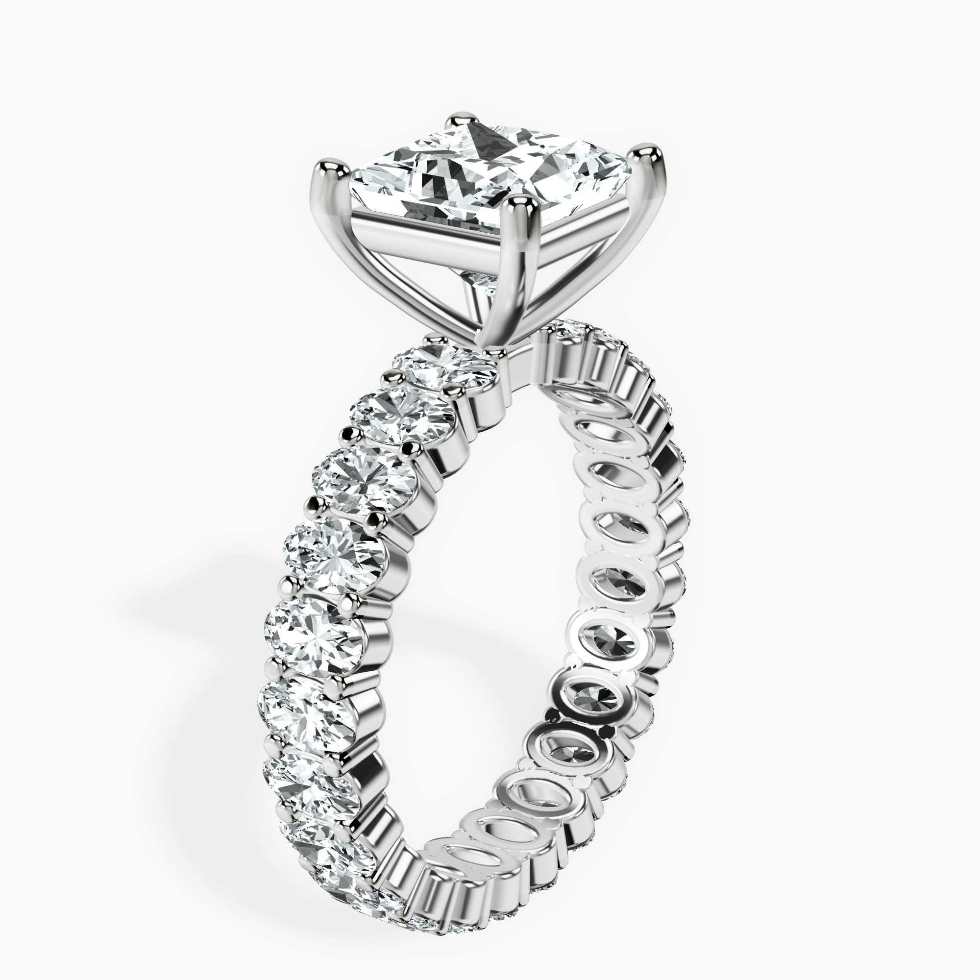 2.81 ct. princess Celeste Side Oval Ring in 18kt white gold standing product image one