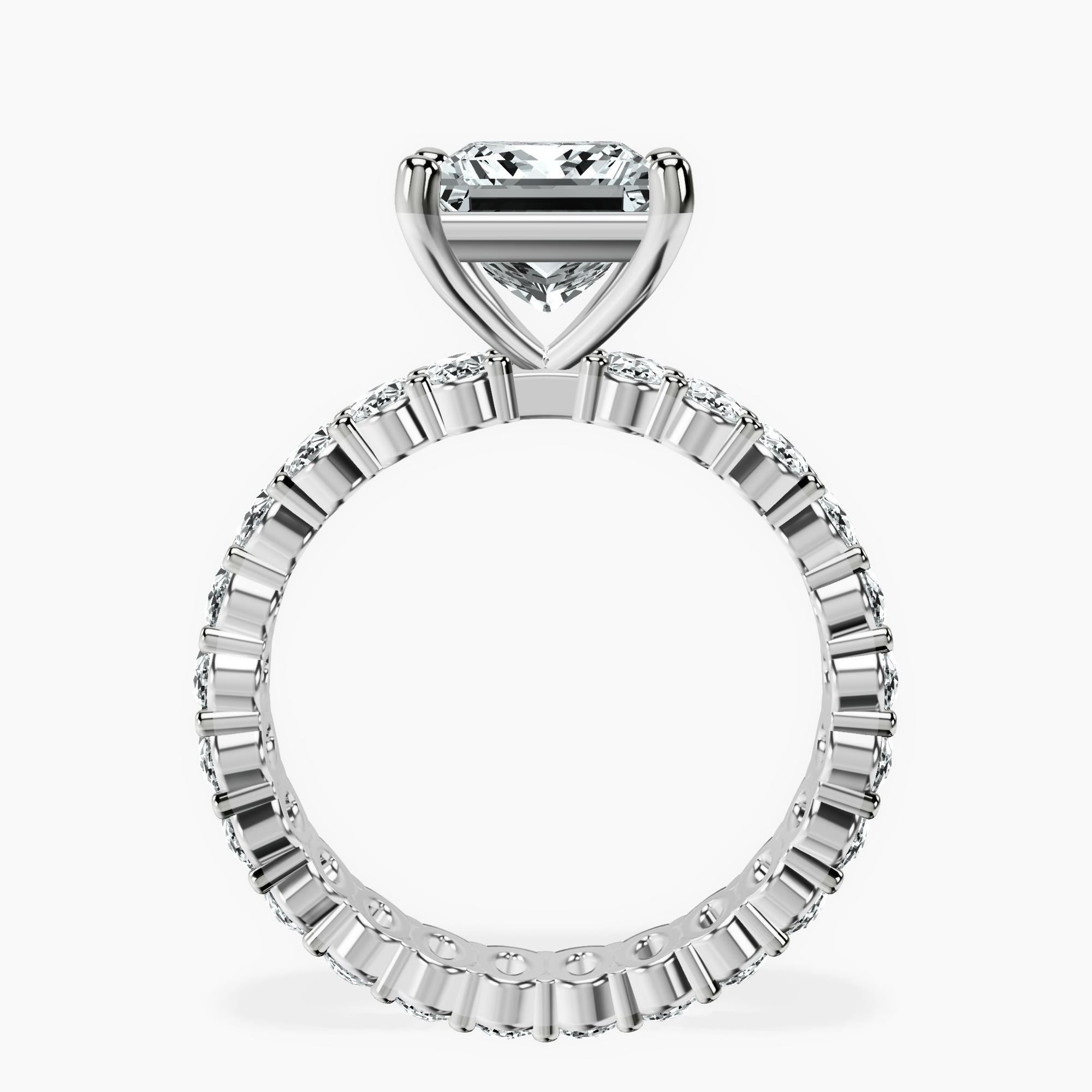 2.81 ct. princess Celeste Side Oval Ring in 18kt white gold side right image one