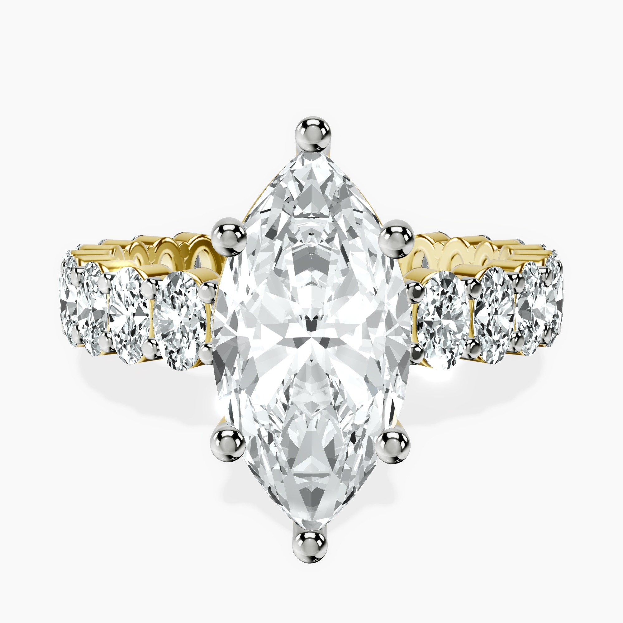 2.73 ct. marquise Celeste Side Oval Ring in 14kt yellow gold rtr top