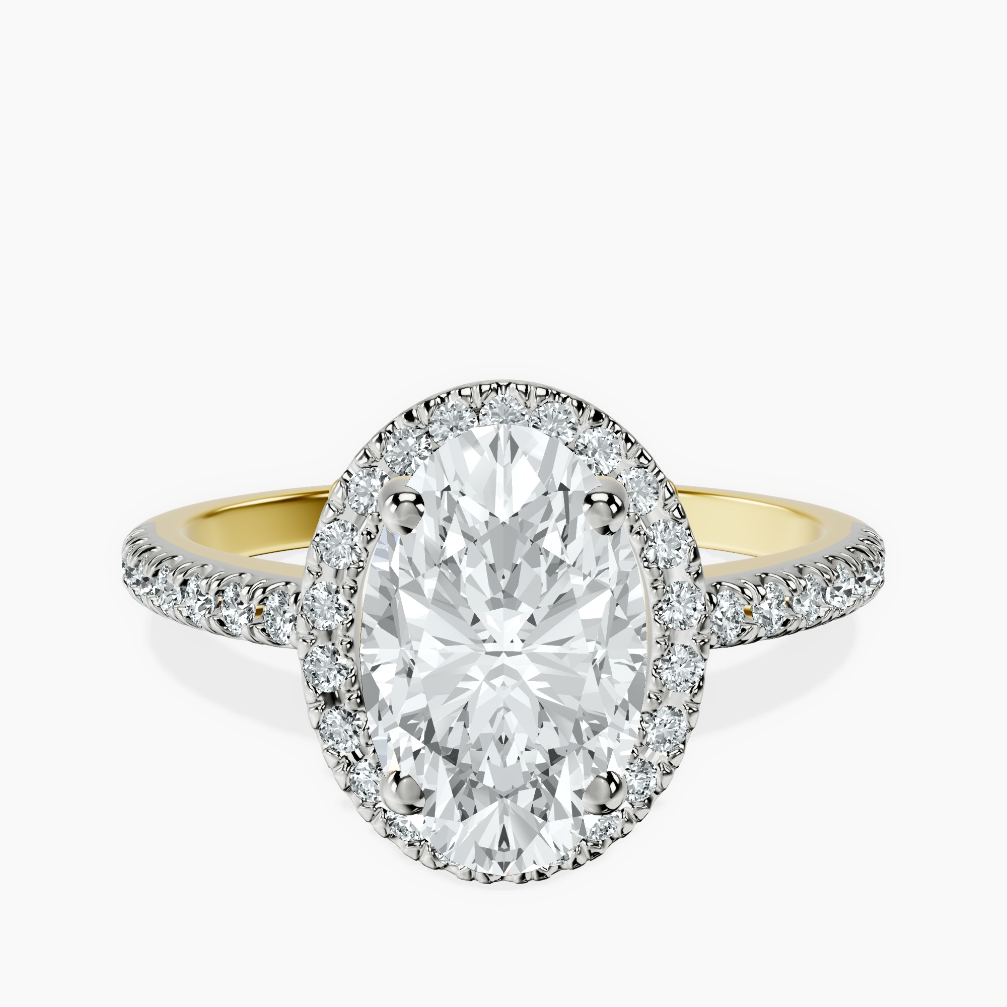1.46 ct. oval Anastasia Halo Ring in 18kt yellow gold rtr top
