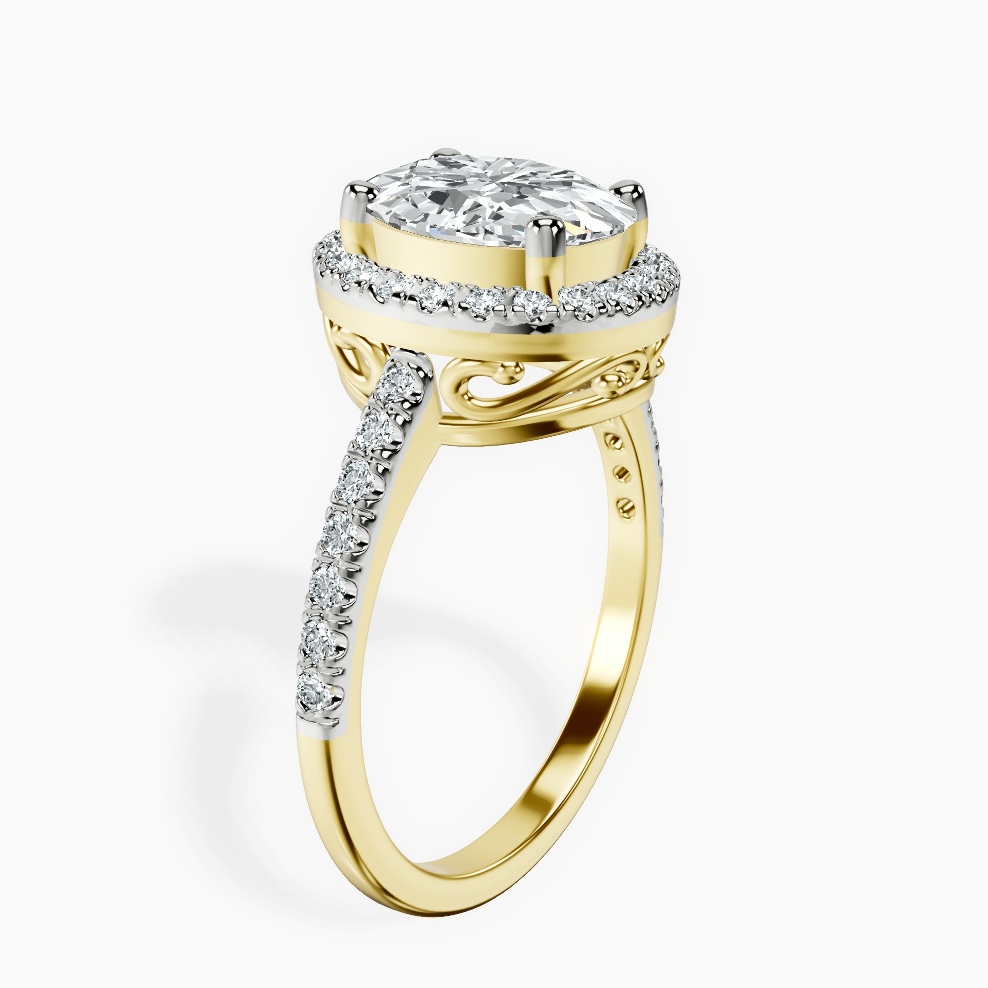 1.46 ct. oval Anastasia Halo Ring in 18kt yellow gold standing product image one