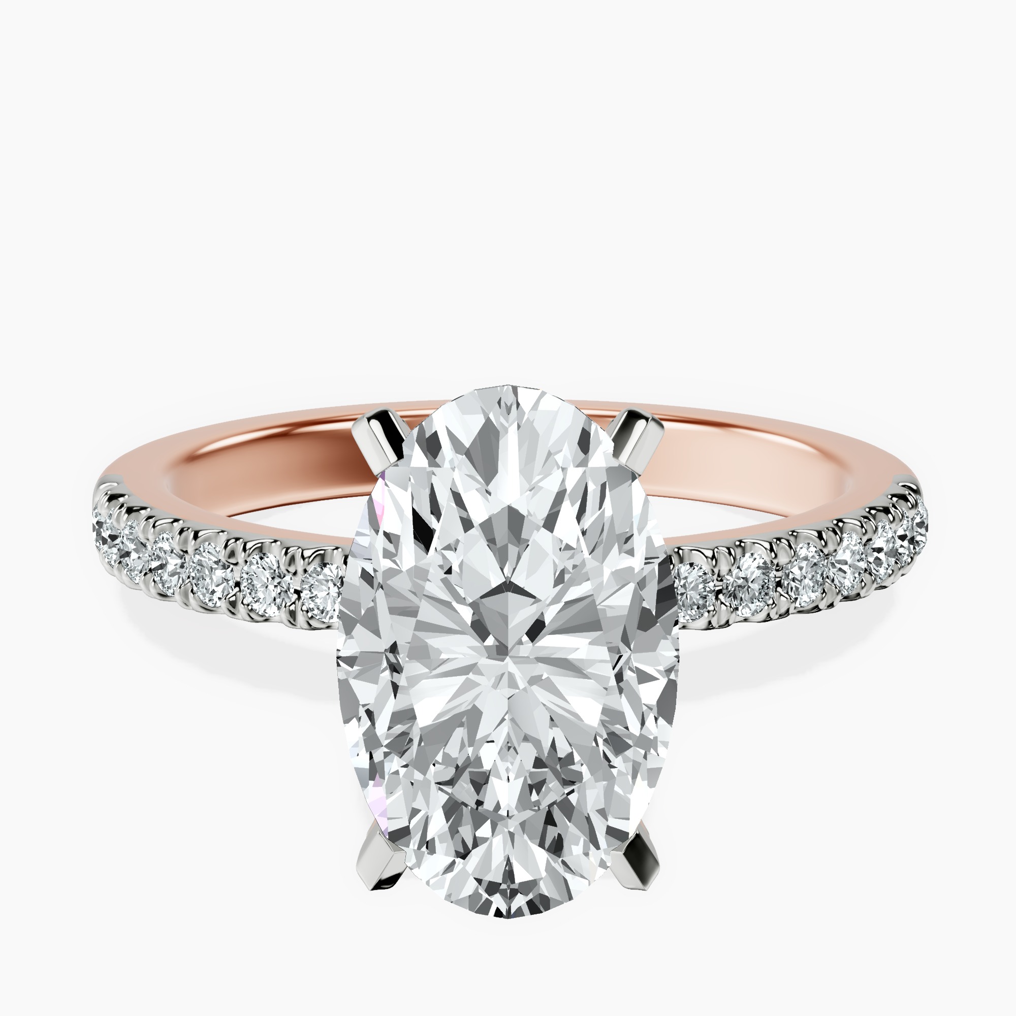 2.44 ct. oval Sara Tapered Eternity Ring in 14kt rose gold rtr top
