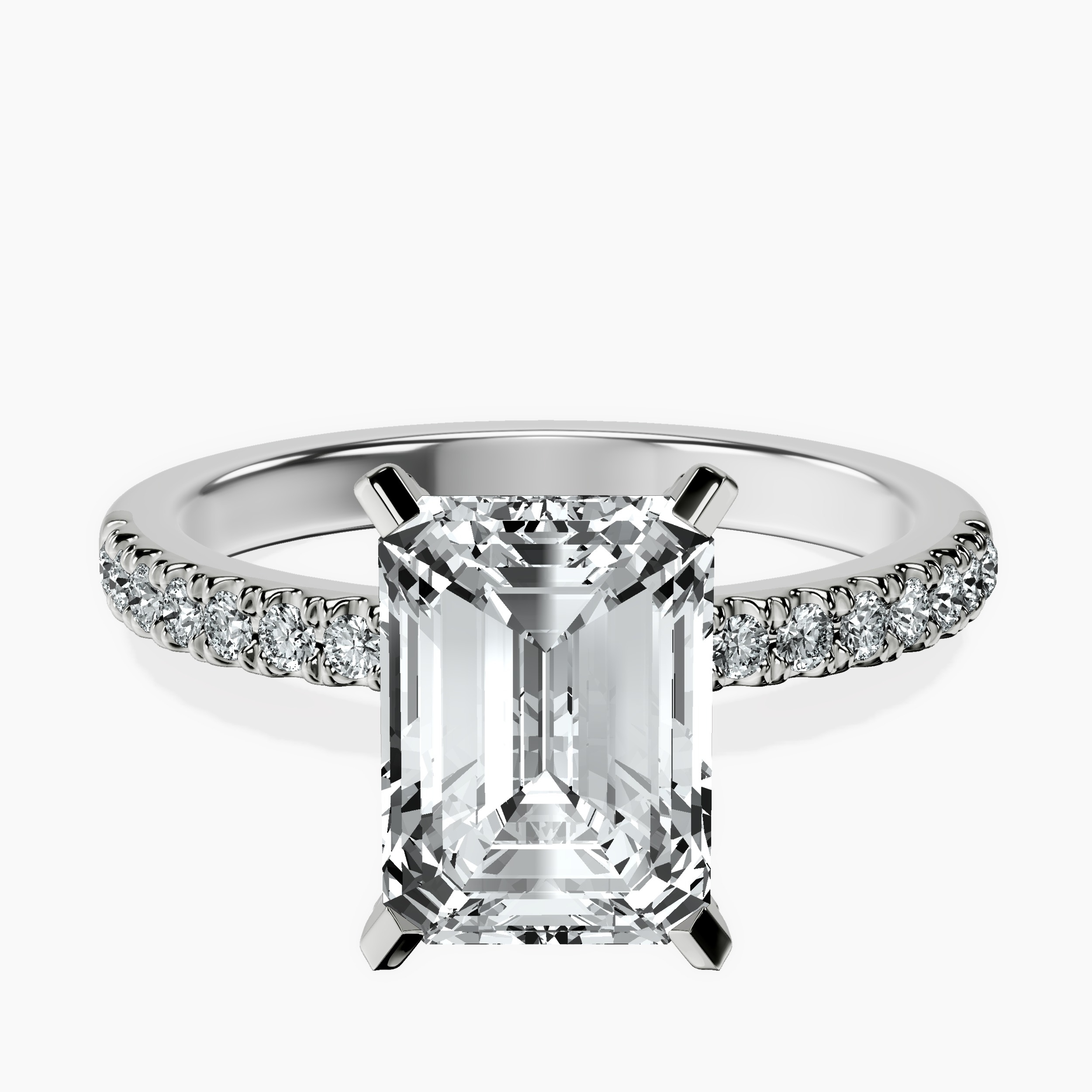 2.16 ct. emerald Sara Tapered Eternity Ring in platinum rtr top
