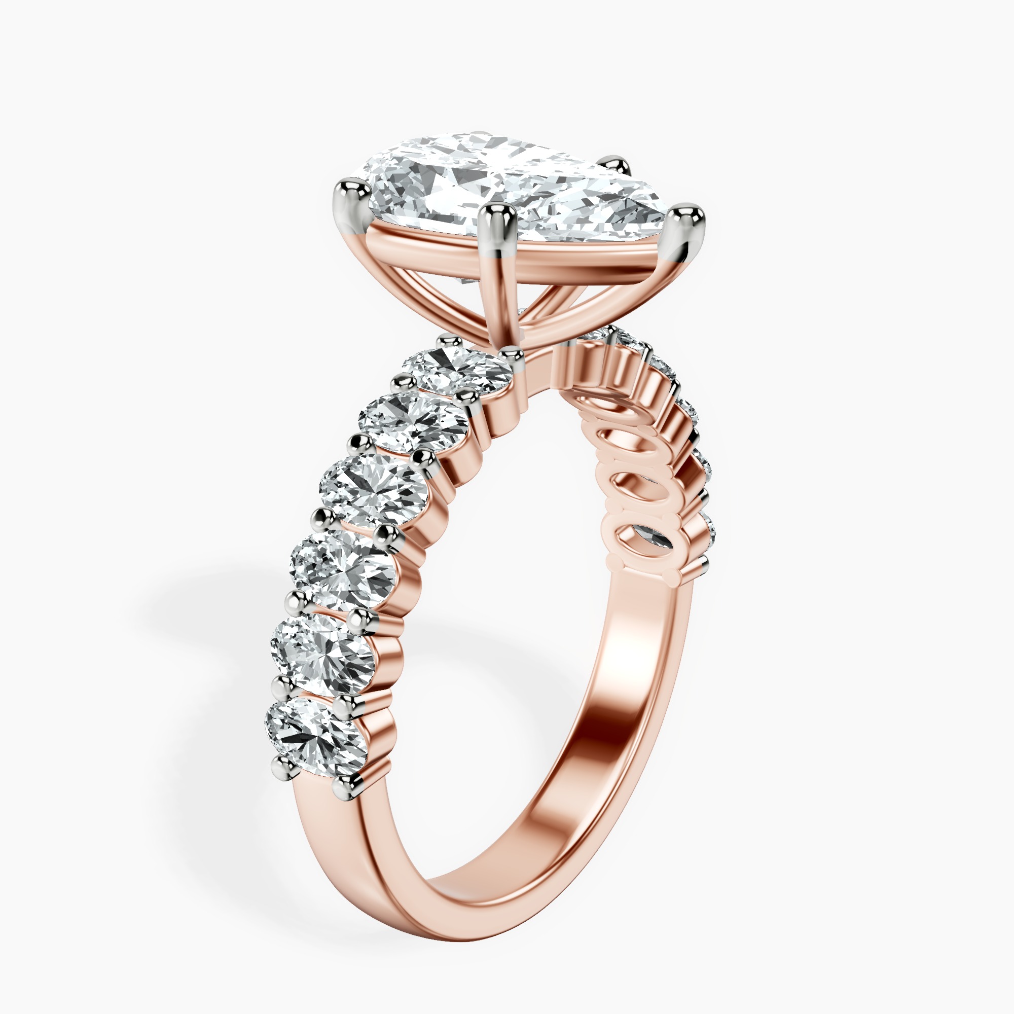 2.96 ct. pear Danica Side Oval Ring in 14kt rose gold standing product image one