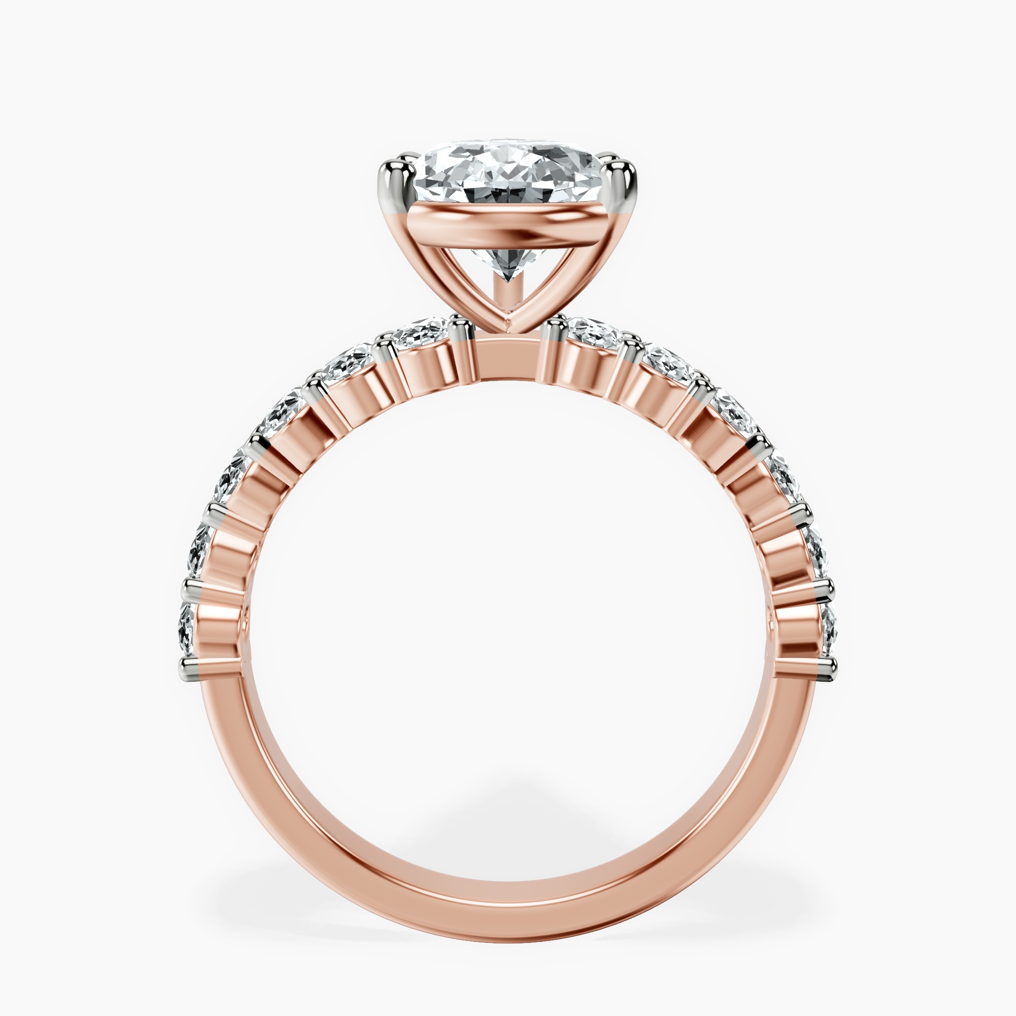2.96 ct. pear Danica Side Oval Ring in 14kt rose gold side right image one