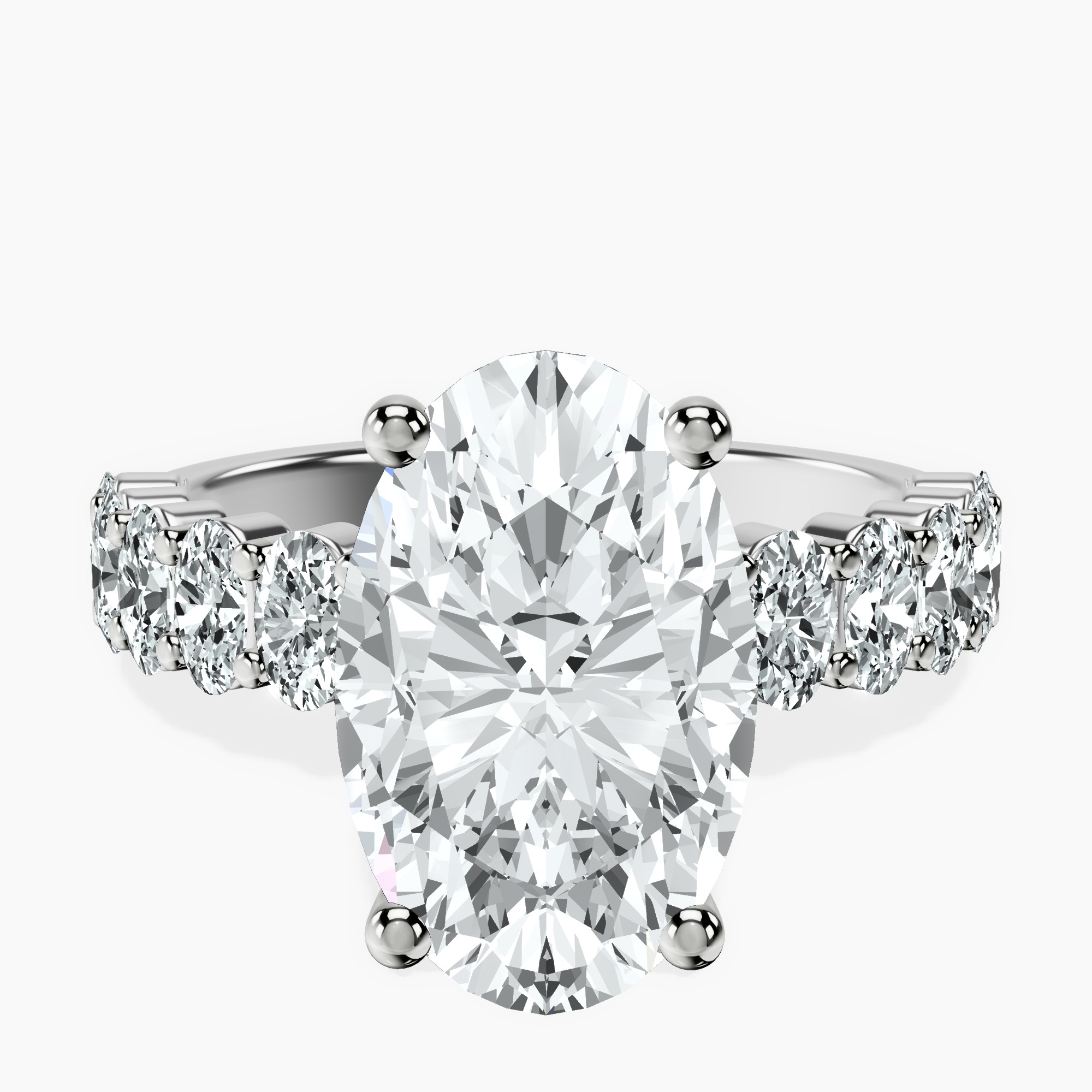 3.40 ct. oval Danica Side Oval Ring in 14kt white gold rtr top