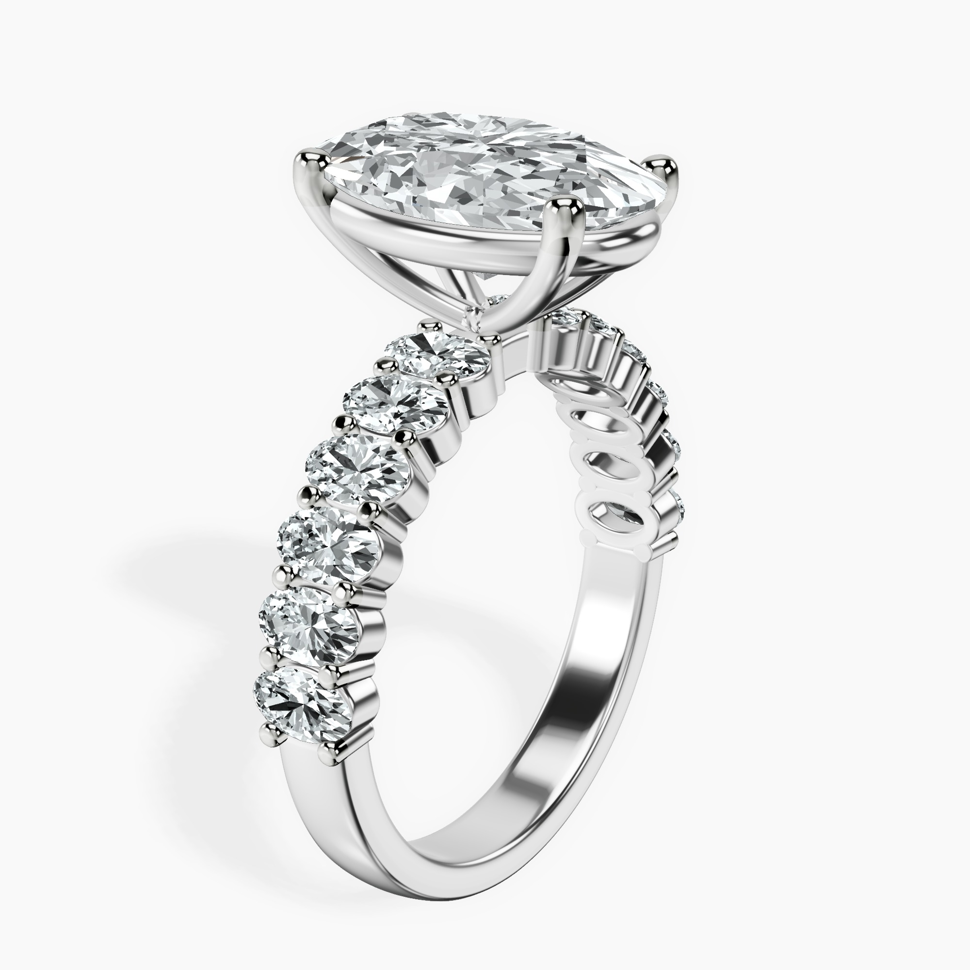 3.40 ct. oval Danica Side Oval Ring in 14kt white gold standing product image one