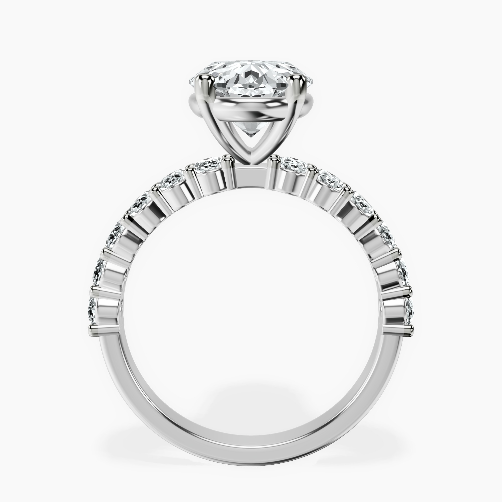 3.40 ct. oval Danica Side Oval Ring in 14kt white gold side right image one